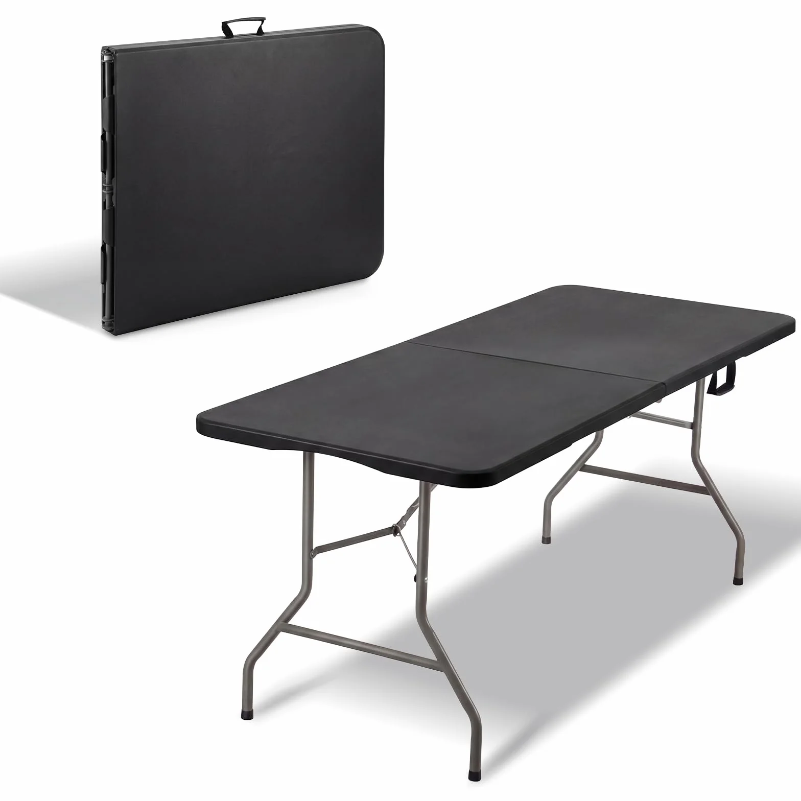 DEWINNER Table Pliante Camping 180 cm 150 kg HDPE 6 Places Noir