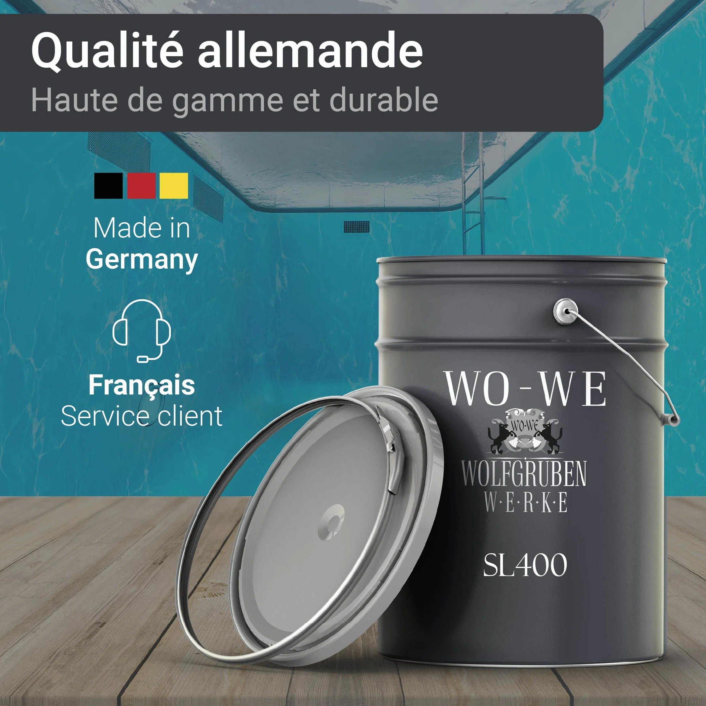 Peinture pour piscine SL400 Imperméable 5L Bleu gentiane