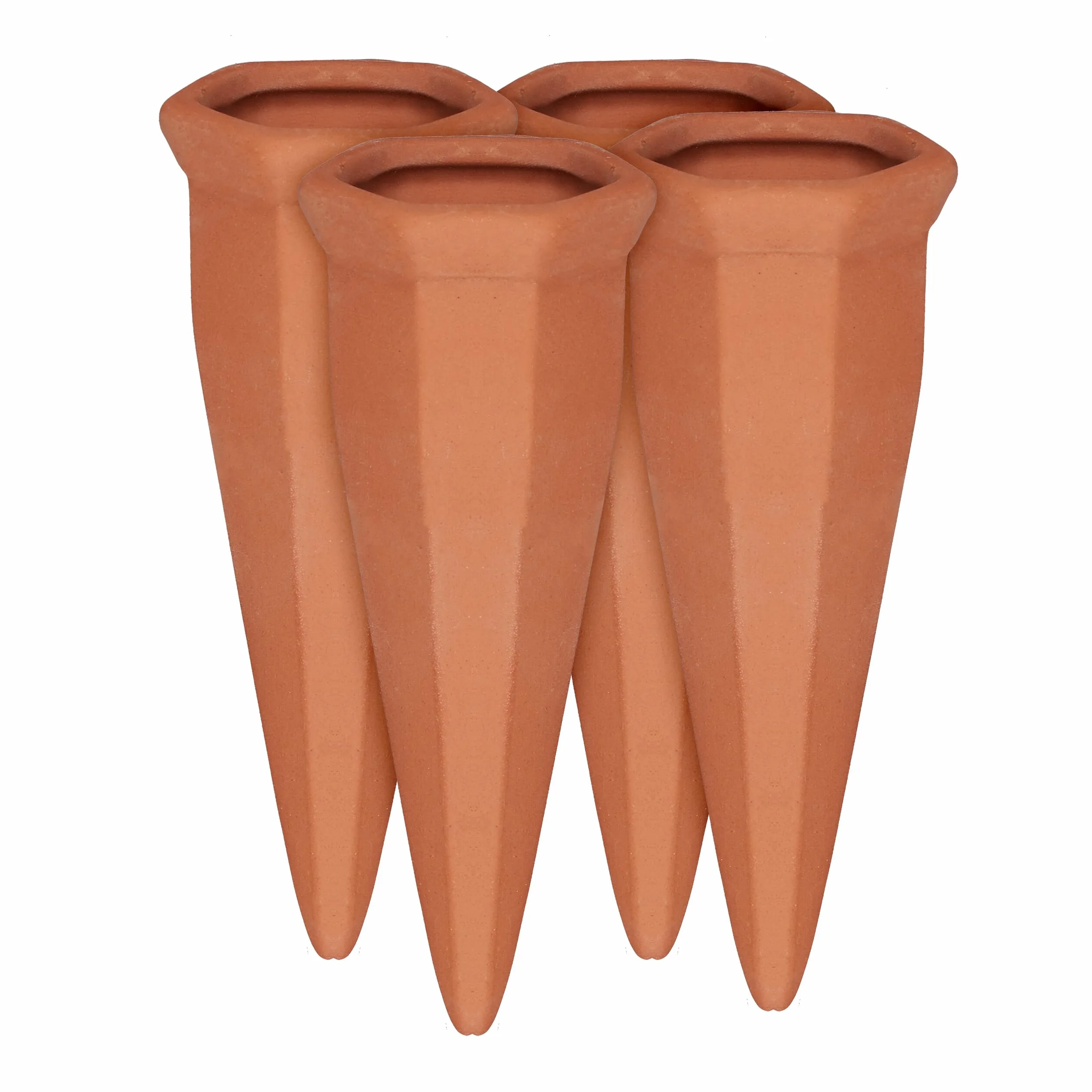 Relaxdays Cône en Argile d’arrosage, Lot de 4 Accessoire d’arrosage, Bouteilles d’1L en Plastique ou vin, Terre Cuite