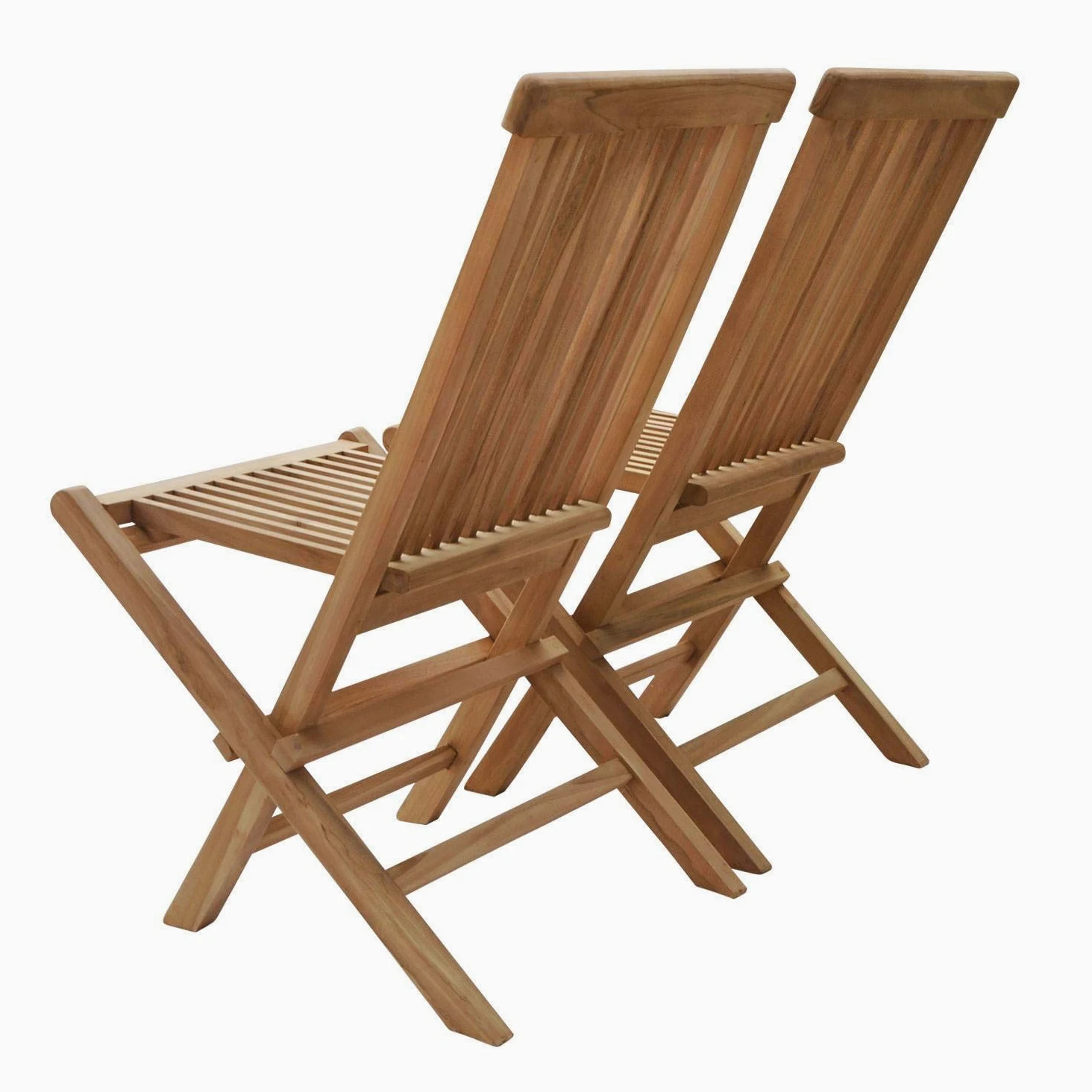 BENEFFITO SALENTO - Lot de 4 Chaises de Jardin Pliantes en Teck Naturel - Résistantes et Compactes