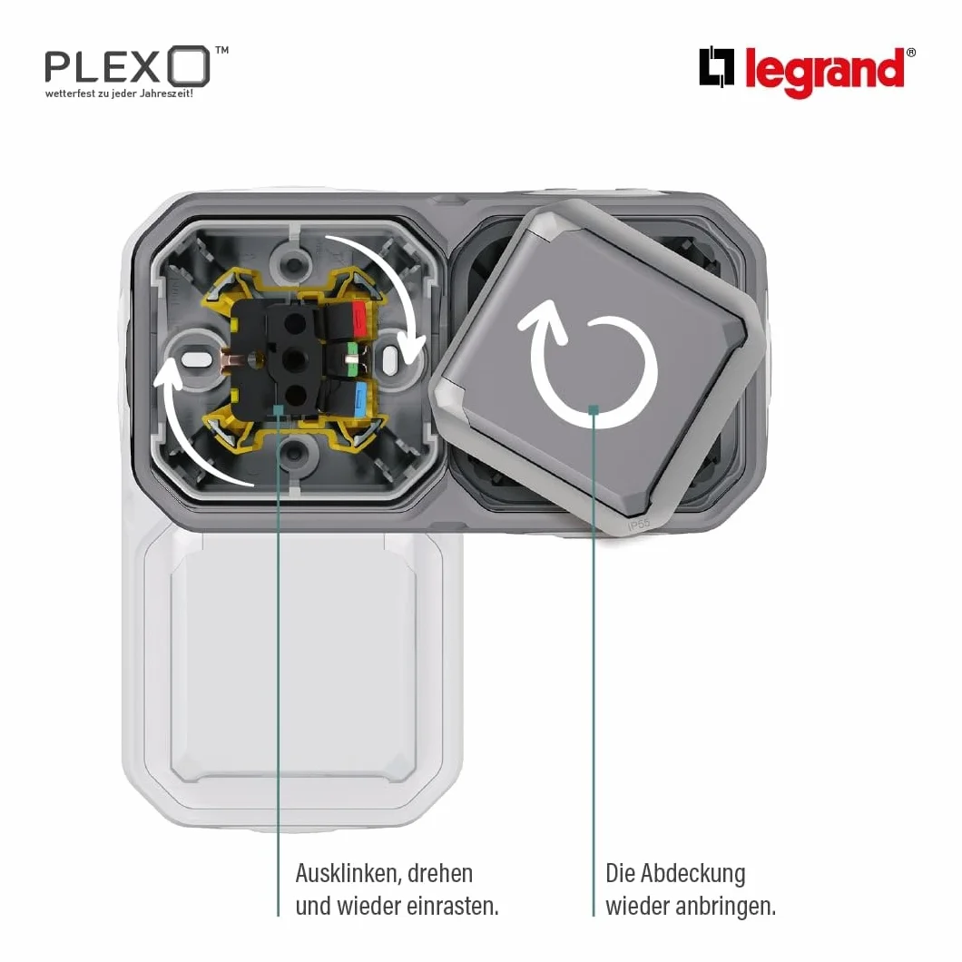 Legrand Plexo New 069889L Sortie de câble pour pièces humides avec bornier 3 bornes 2,5 mm² diamètre câble 5 mm