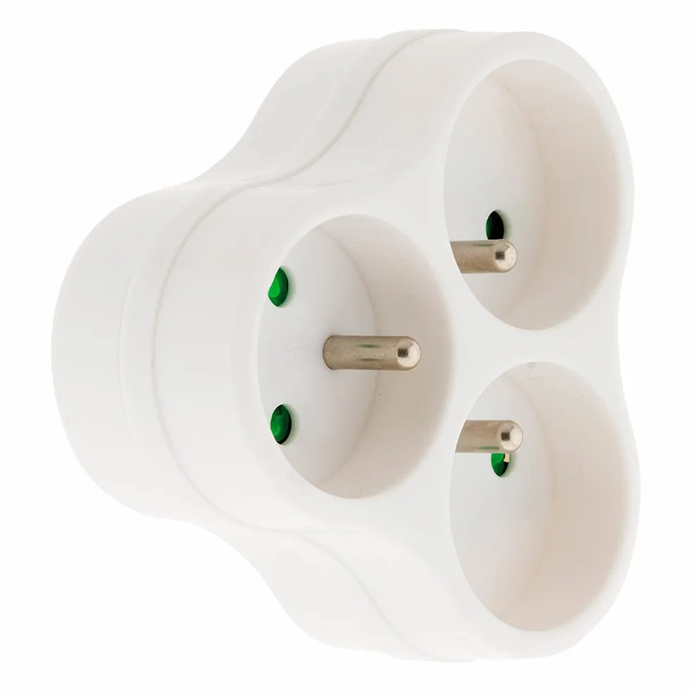 Triplite Triangulaire 3x16A Multiprise 2P+T Sécurité Enfant Polypropylène NF Blanc