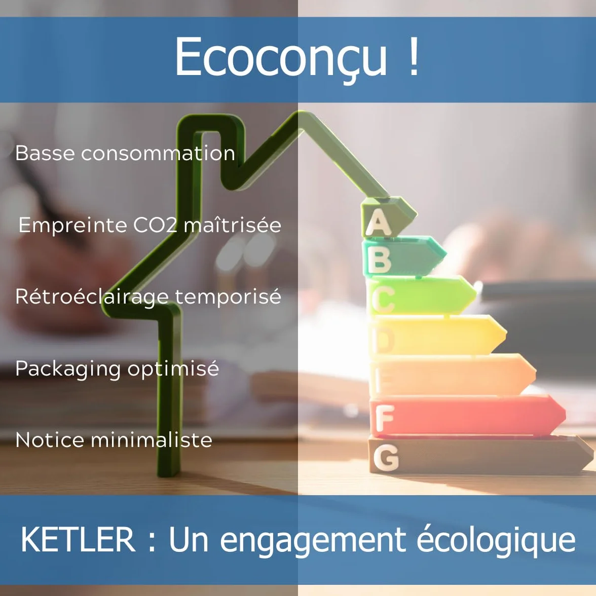 KETLER MS116TOP Compteur électrique prise mobile Wattmètre 16 A 3600 W Prises France Rétroéclairage