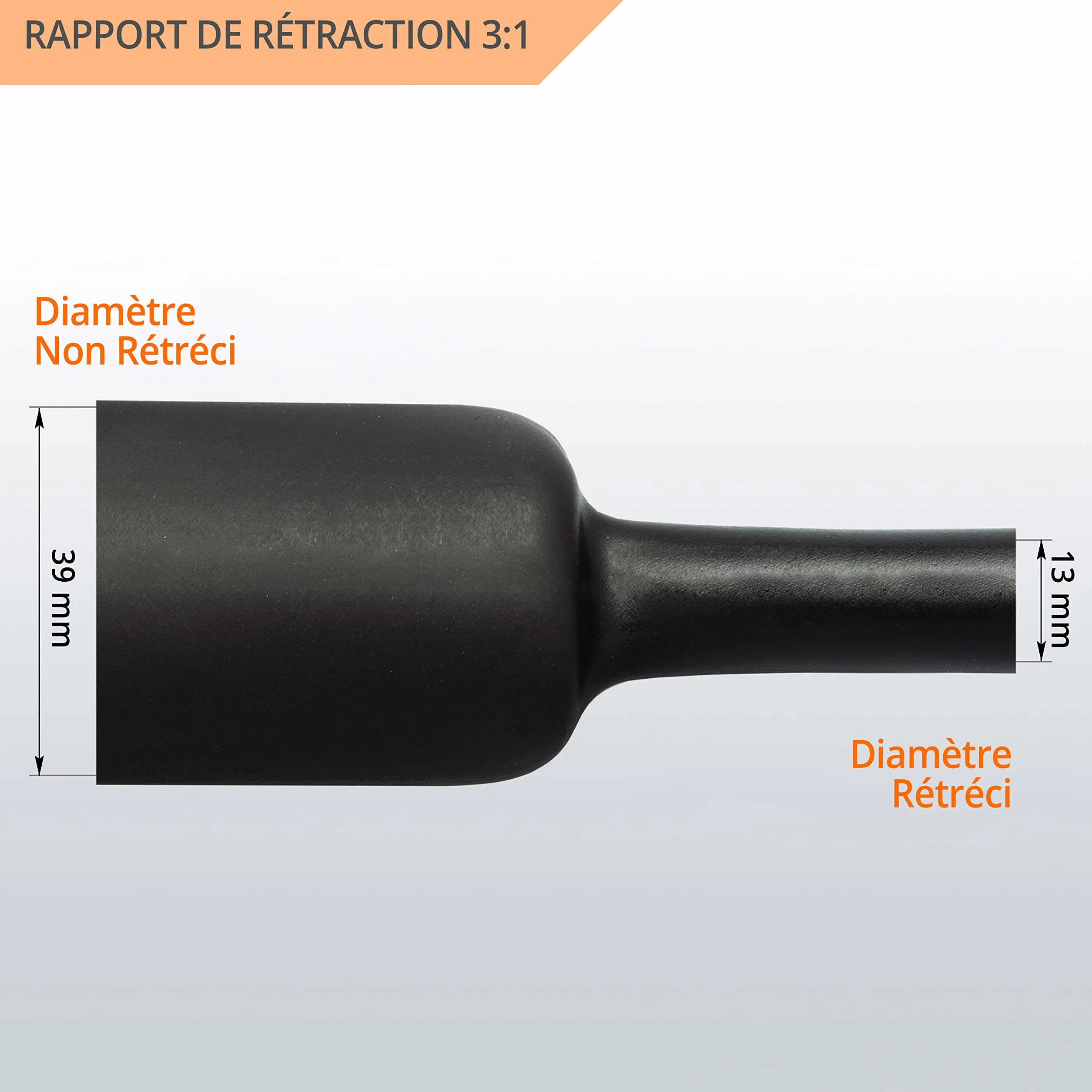 Gaine Thermorétractable Etanche 3:1 39 mm 15 m Noire