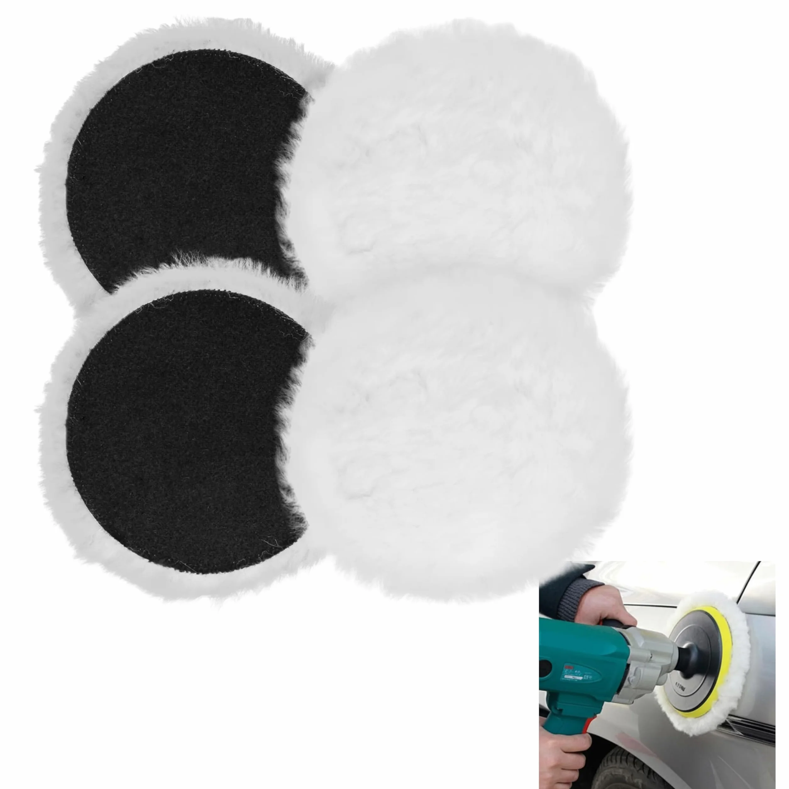 Disque Polissage 125mm Système à scratch pour Bosch Ponceuses Orbitales Tampon Polissage Laine D'Agneau