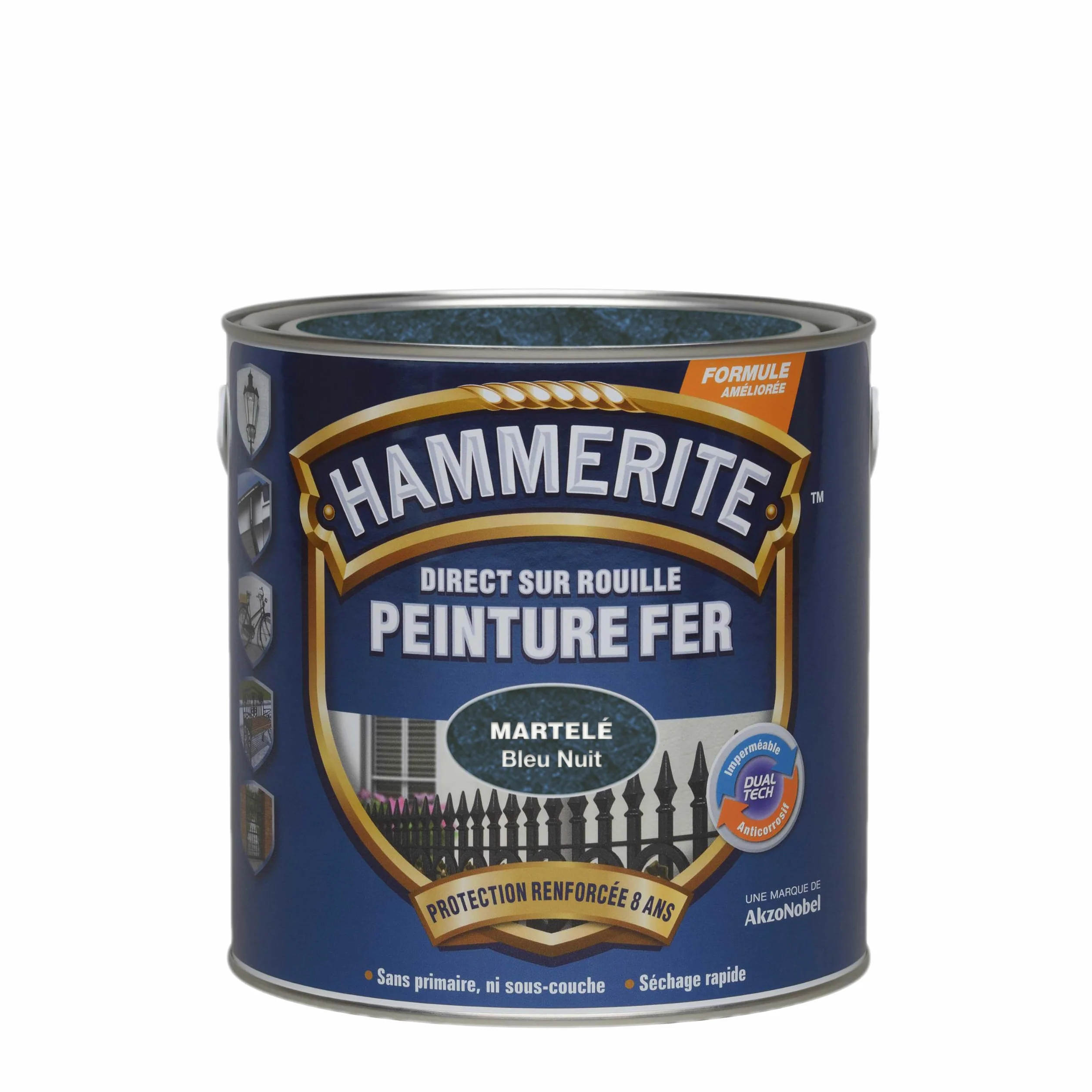 Hammerite Peinture Métal Direct sur Rouille Anticorrosion Bleu Nuit Martelé 2,5 L