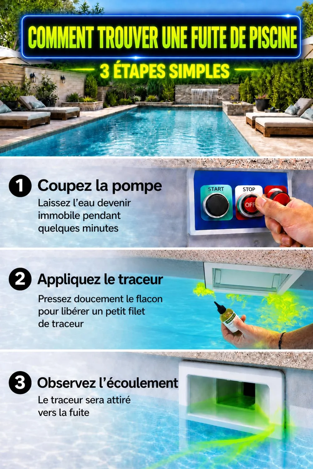 Détecteur de fuite DOSIDIAG - Fluorescéine haute concentration - Recherche fuite piscine SPA plomberie toiture voiture