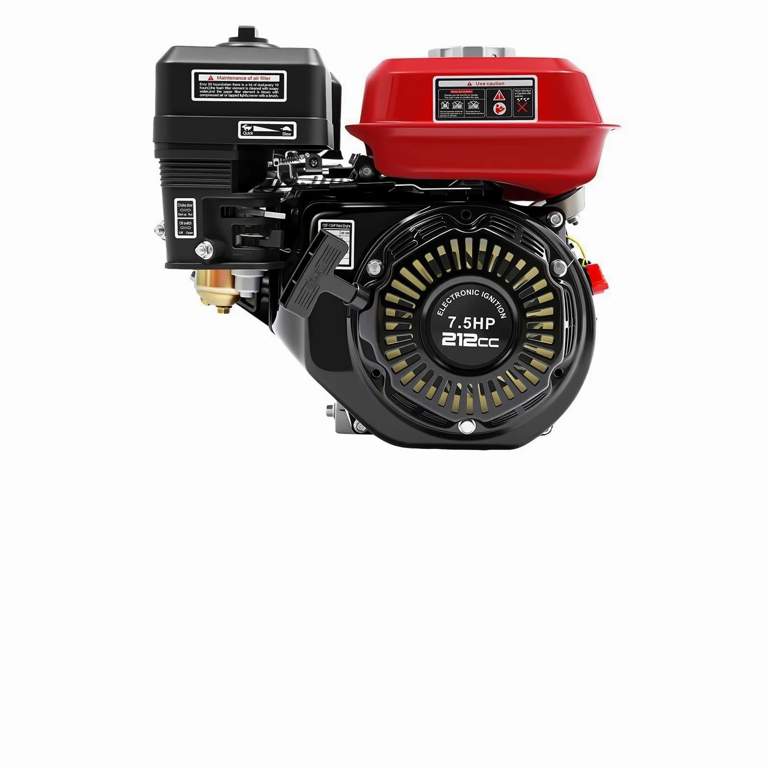 Moteur à essence monocylindre 7,5 CV 4 temps refroidi par air avec démarrage par câble - Moteur sur pied 210 cc pour pompe à eau, compresseur, nettoyeur haute pression, générateur de kart, silencieux