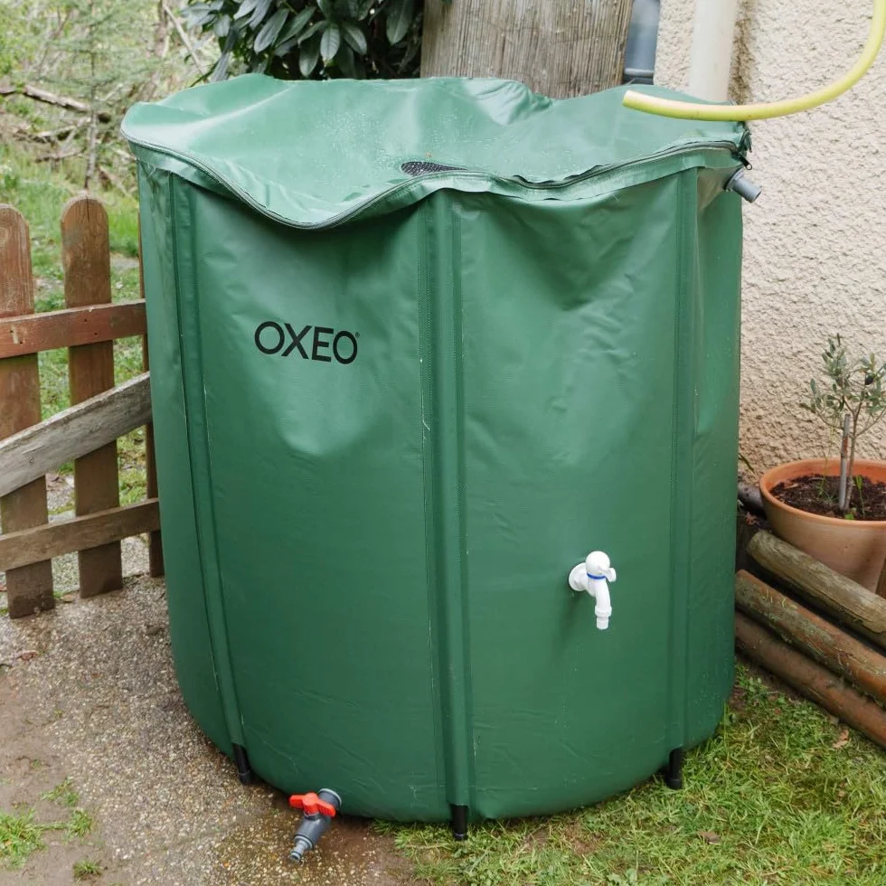 Oxeo Réservoir récupérateur eaux de pluie 800 litres cuve souple PVC armé pliable avec robinet et soupape de décharge filtre