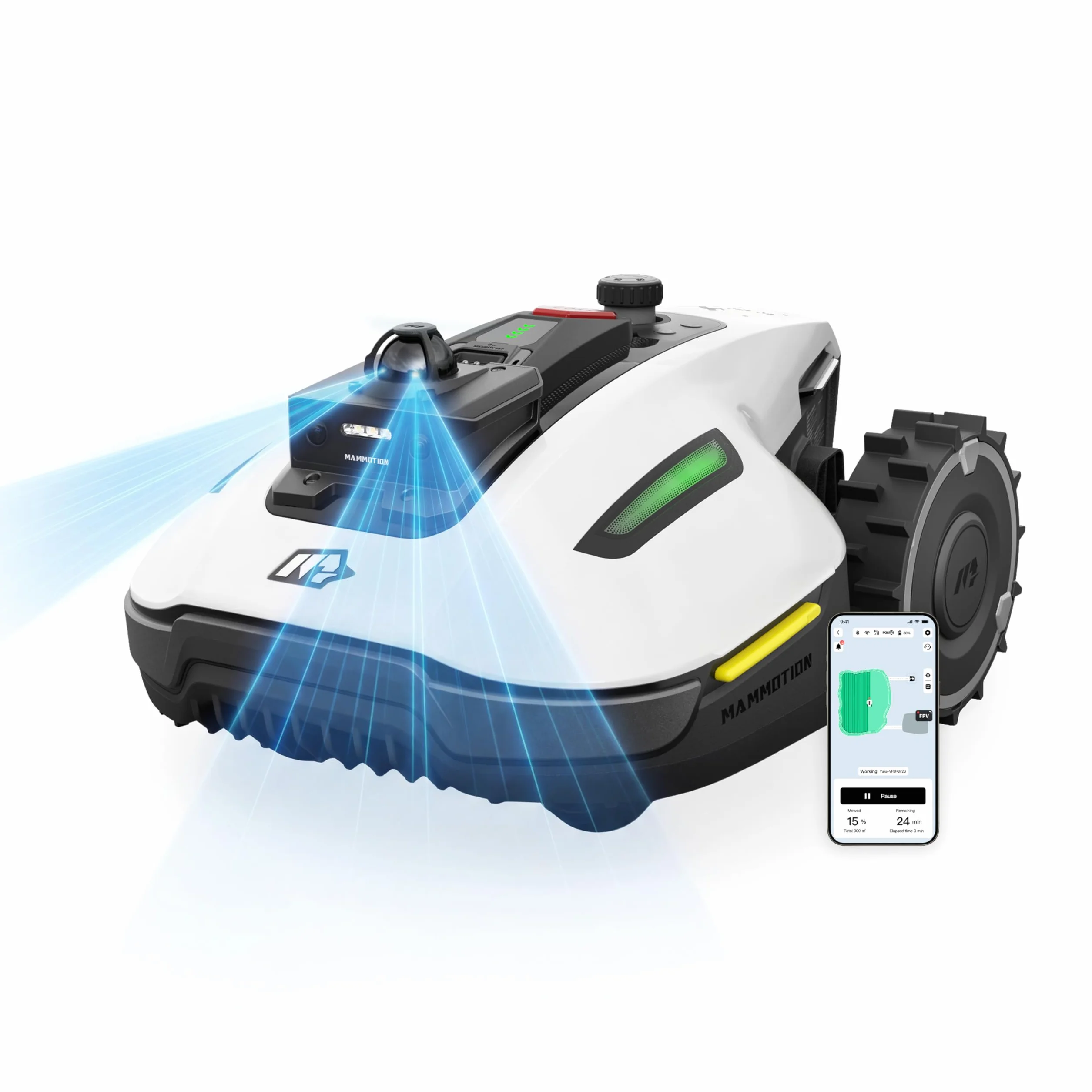 MAMMOTION YUKA Mini 2 800 LiDAR Robot Tondeuse sans Fil 800 m², Navigation 360° LiDAR + caméra, Pilotage IA, Détection 300 Obstacles, DropMow, Pentes 45%