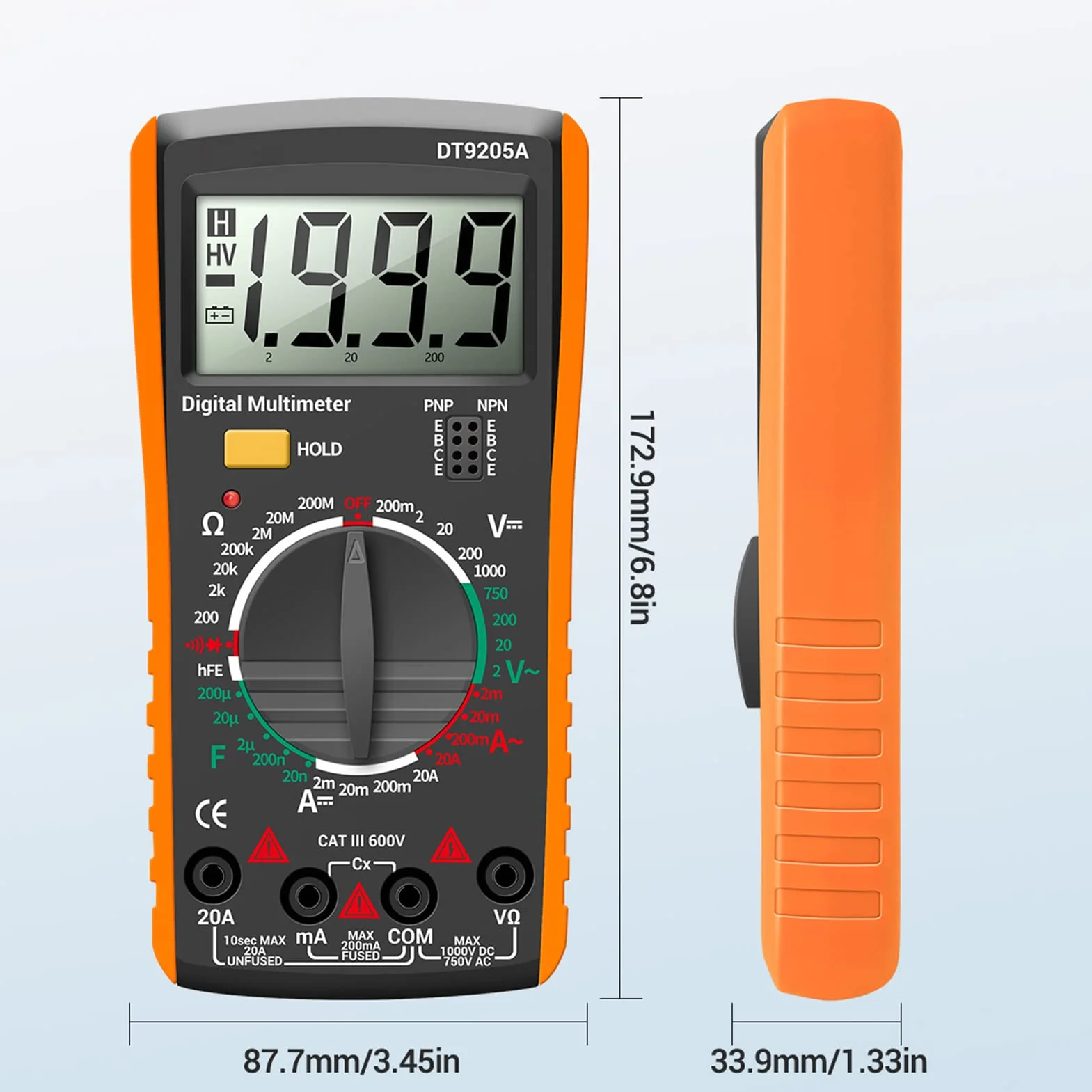 Multimètre Numérique DT9205A 2000 Comptage Professionnel Voltmètre Ampèremètre Ohmmètre Testeur Électrique Automatique LCD