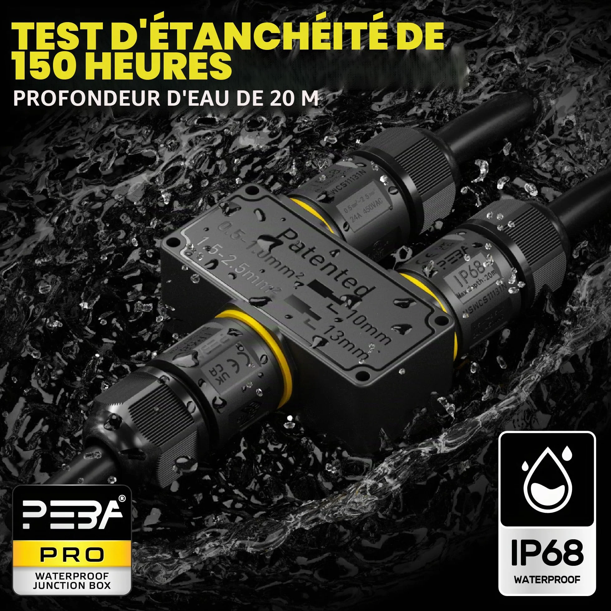 Connecteurs de Câbles Étanches IP68 Boîte de Jonction 3 Voies Raccord Extérieur Jardin