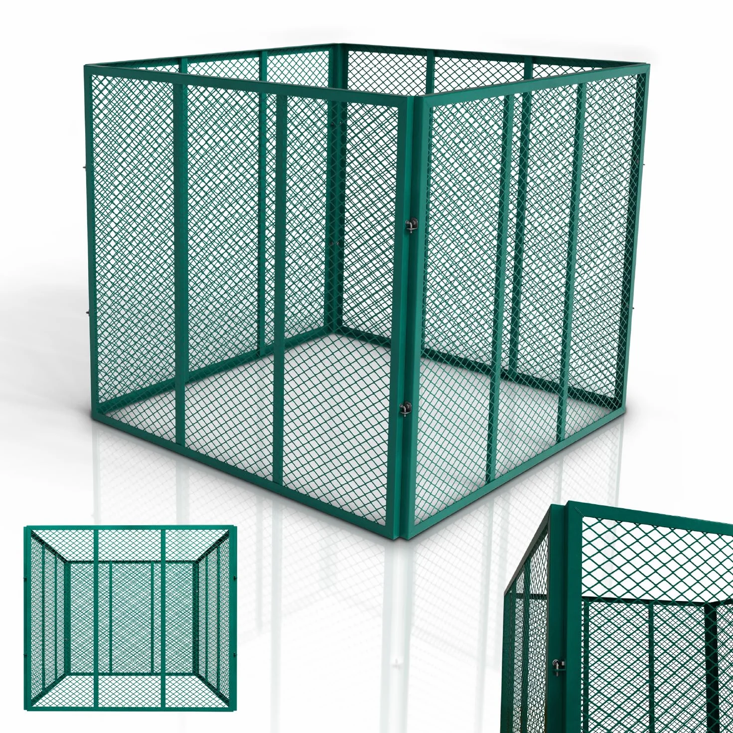 Juskys composteur en métal 800 L, Acier galvanisé et thermolaqué, résistant aux intempéries, aération par Cadre grillagé, compostage Rapide – Vert foncé