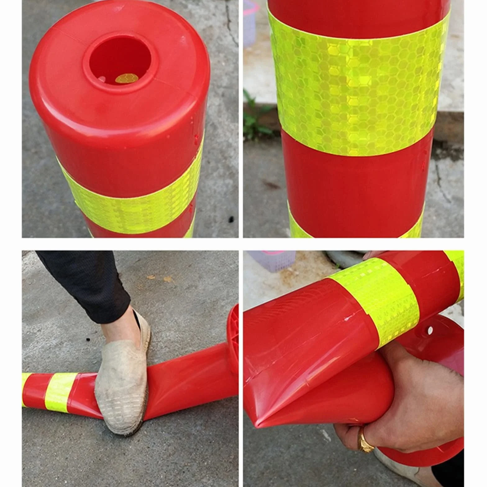 Poteau de Parking Barrière de Signalisation en Plastique Flexible avec Bandes Réfléchissantes
