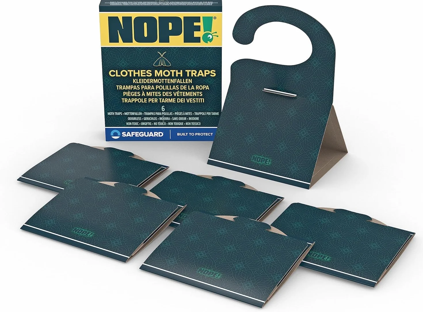 NOPE! Pièges Anti Mites Textiles 3 x 2 – Inodore & Non Toxique – À Base de Phéromones – Protection Efficace pour Vêtements
