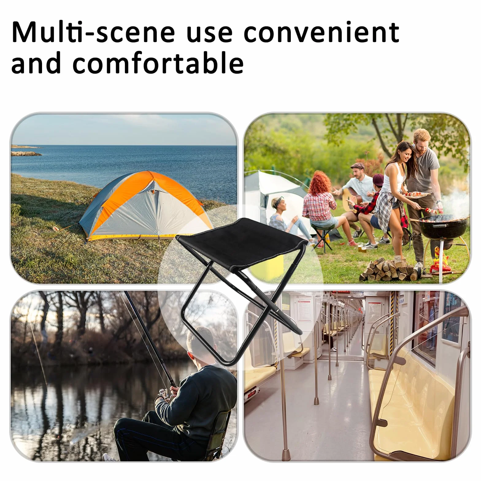 Tabouret de Camping Pliant - 30cm Mini Tabouret De Camping Pliable - Renforcé, Tabouret Pliant Portable avec Sac de Rangement - Pour Extérieur, Pêche, Pique-Nique, Randonnée, Jardin, Plage