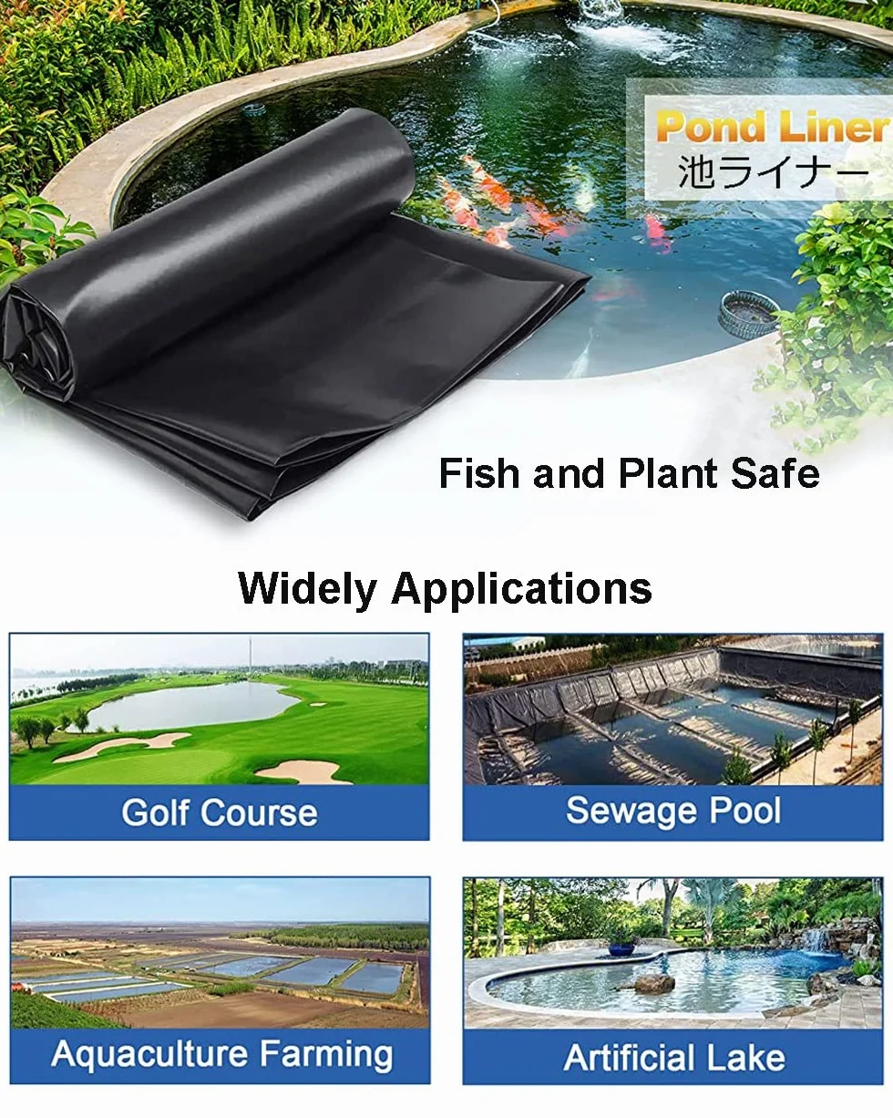 Bâche de Bassin HDEP Noir Imperméable Liner pour Bassin koï 4x7m