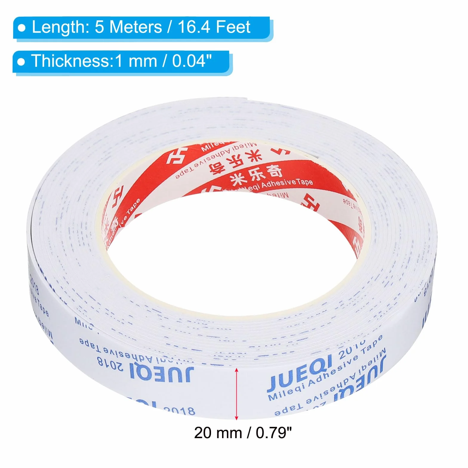 Ruban en Mousse d'Étanchéité 5m 20mm 1mm Unilatéral Blanc