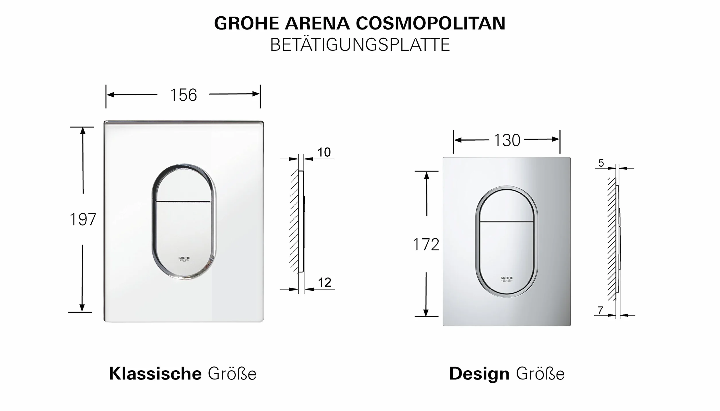 Grohe Arena Cosmopolitan Plaque de commande WC Verticale Blanc Alpin 38844SH0
