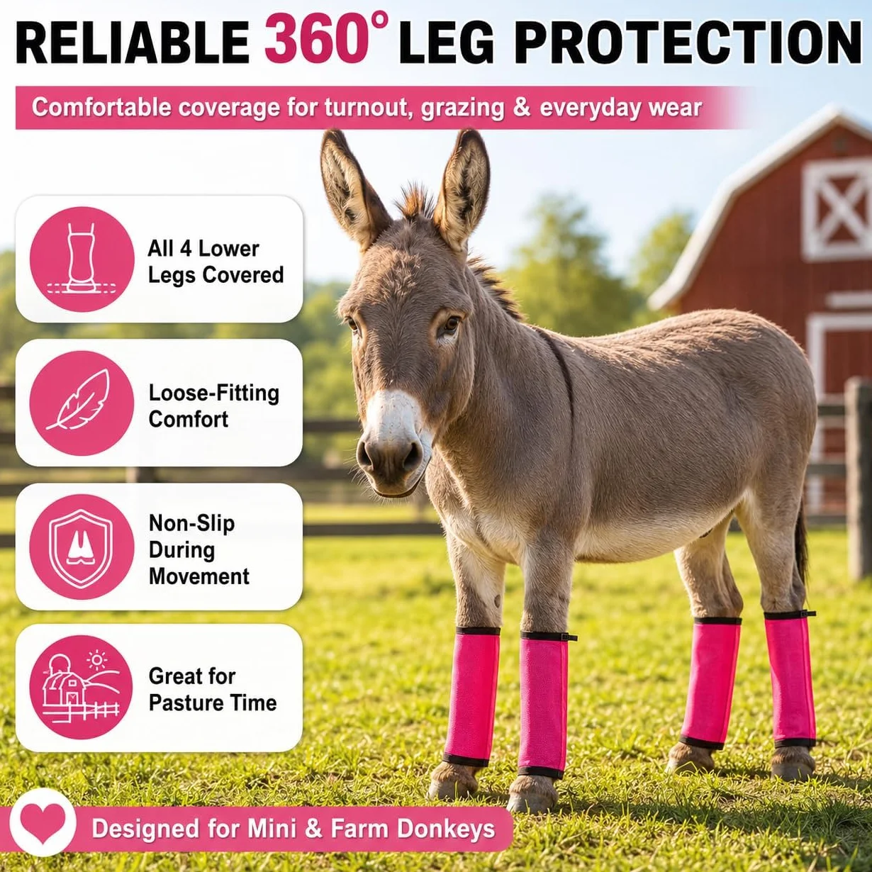 Bottes Anti-Mouches pour Ânes Miniatures Lot De 4 Protection Intégrale Membres Antidérapantes Ajustables