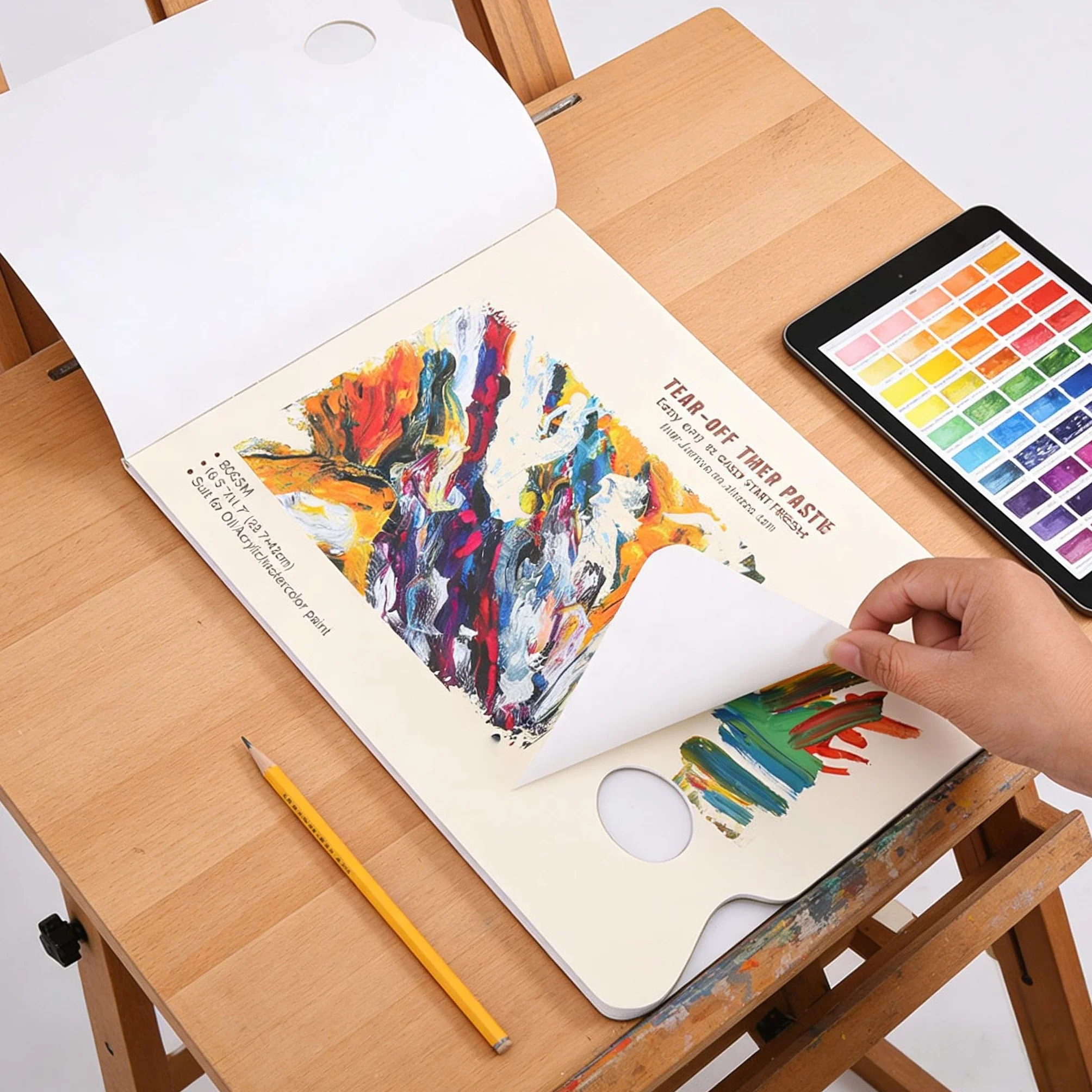 Respicefinem A3 Palette de Papier Jetable 50 Feuilles Palette de Mélange Peinture