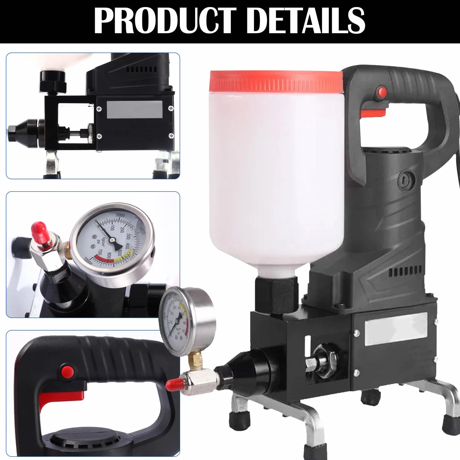 Machine d'Injection Haute Pression 1100W 2L Pompe Joint Sol avec Manomètre