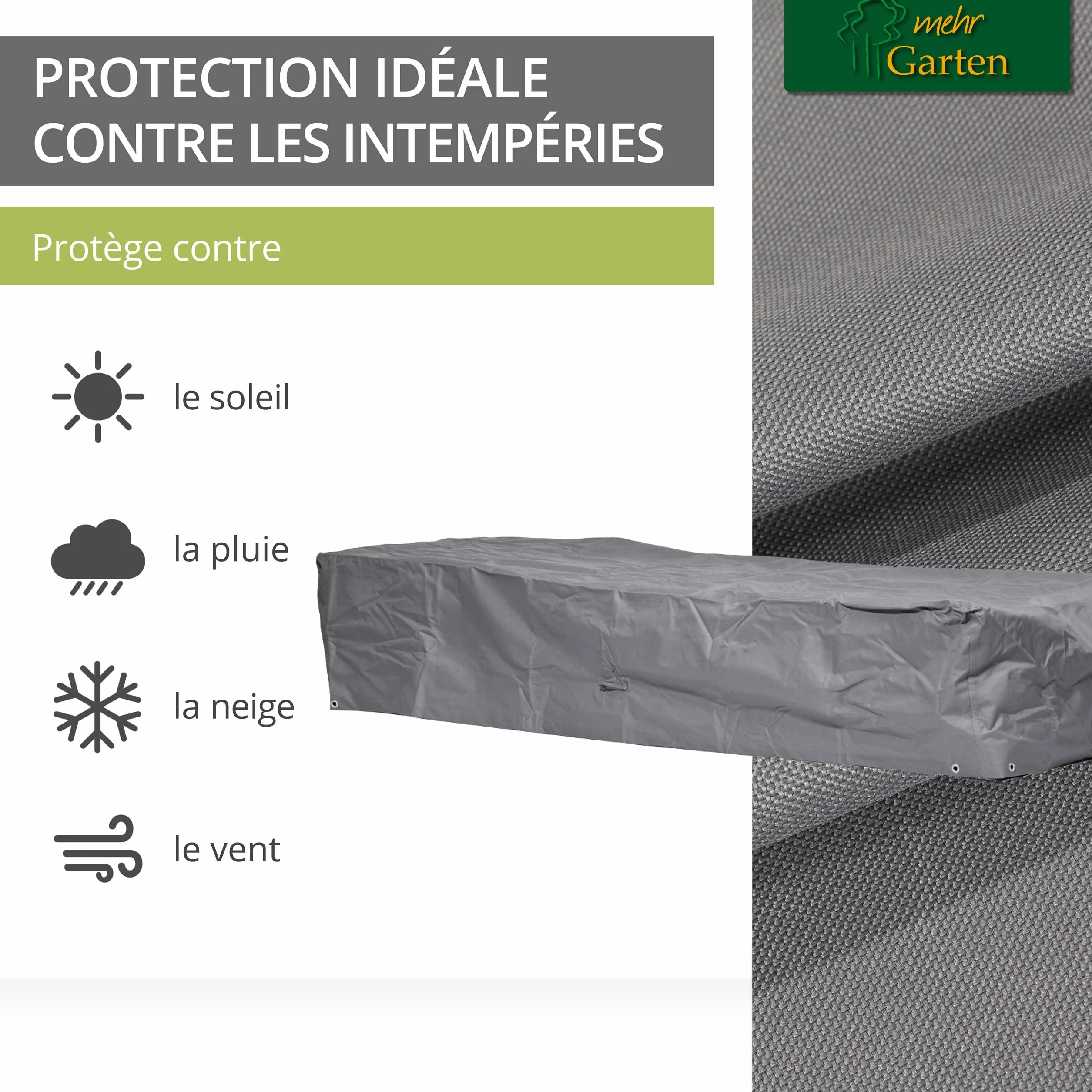 Housse de protection bain de soleil 210x75x40 cm polyester Oxford 600D gris