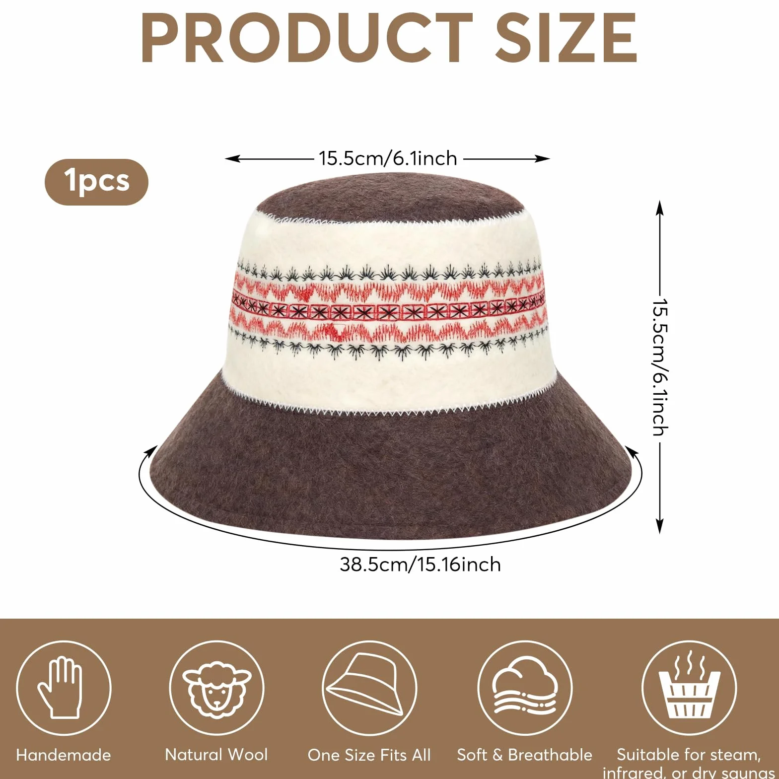 Bonnet de Sauna en Feutre pour Homme et Femme Protection Chaleur Spa