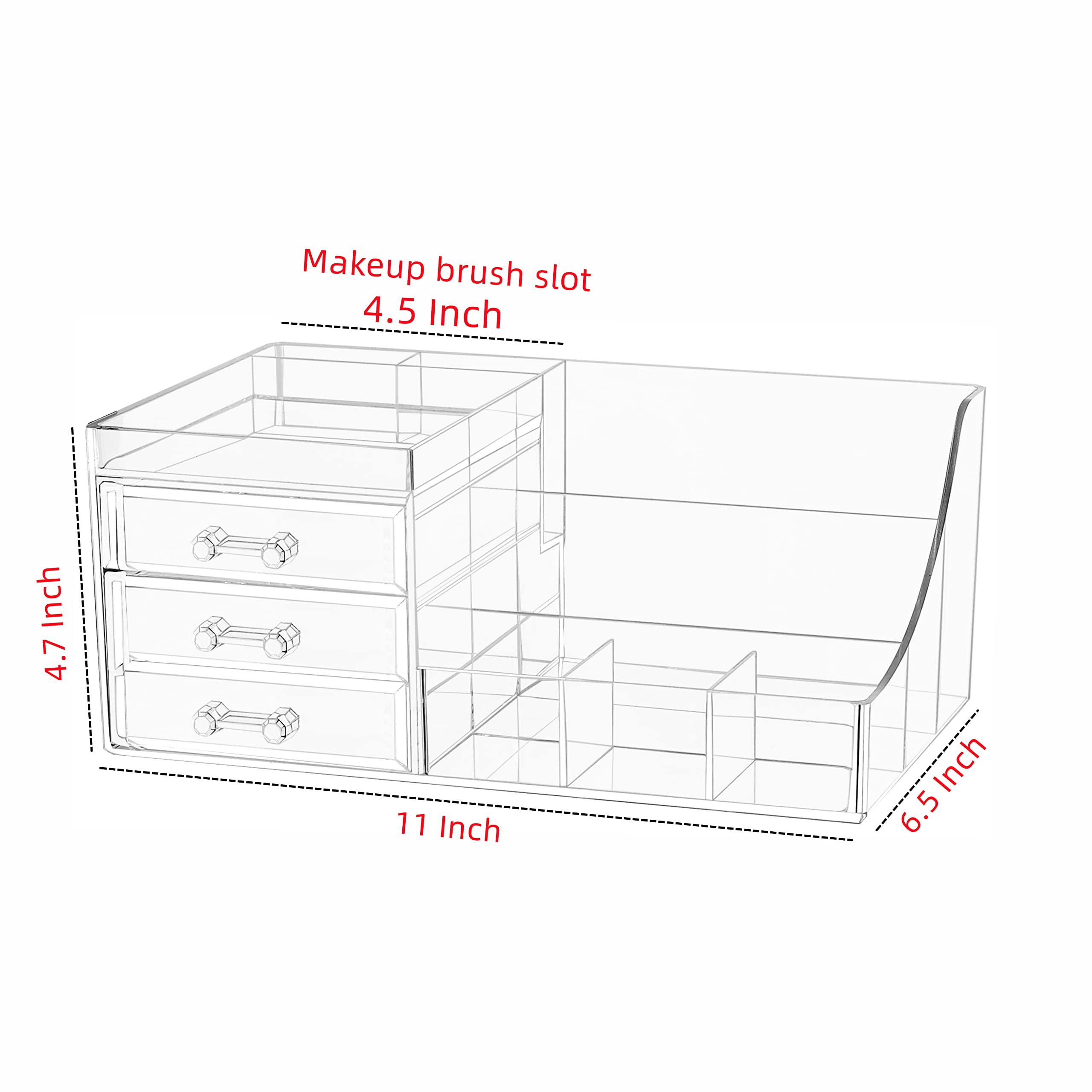 Clear Stackable 3-Drawer Acrylic Organizer