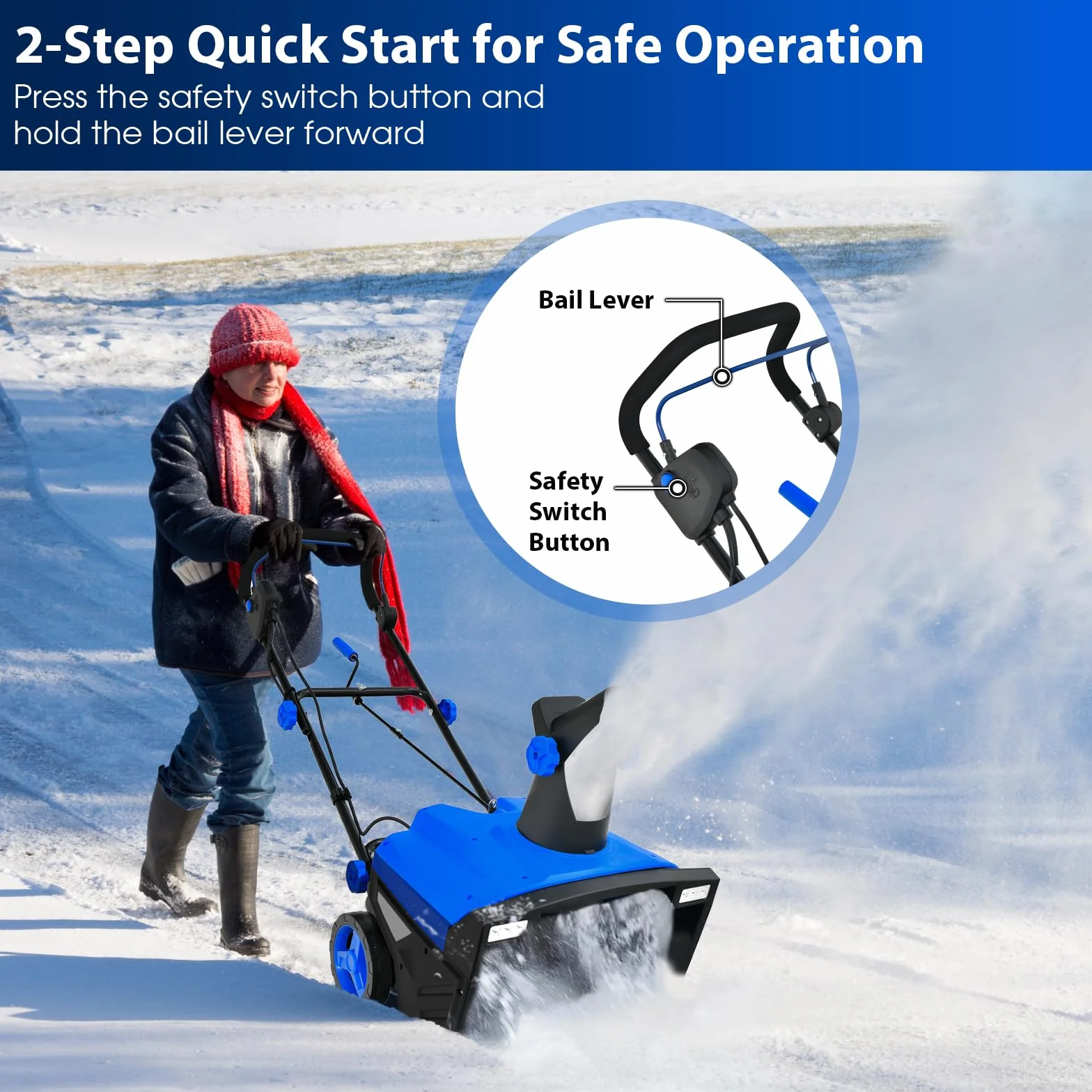 SOARS Fraise à Neige Électrique 2300W Déneigeuse avec Projecteurs LED, Largeur 50 cm, Hauteur 25 cm, Distance d'Éjection 9 m