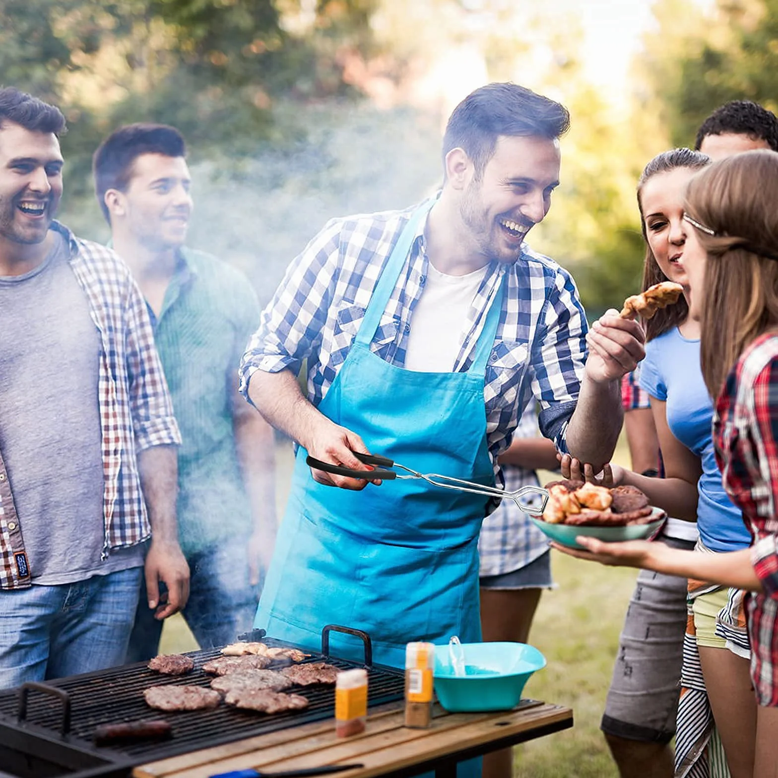 2x Pinces à Barbecue de 9 et 11 Pouces, Pinces à Ciseaux en Acier Inoxydable, Pinces à Grill pour Cuisson, Pinces d'Alimentaire, Pain, Buffet, Nourriture, Pince de Cuisine avec Poignée Confortable