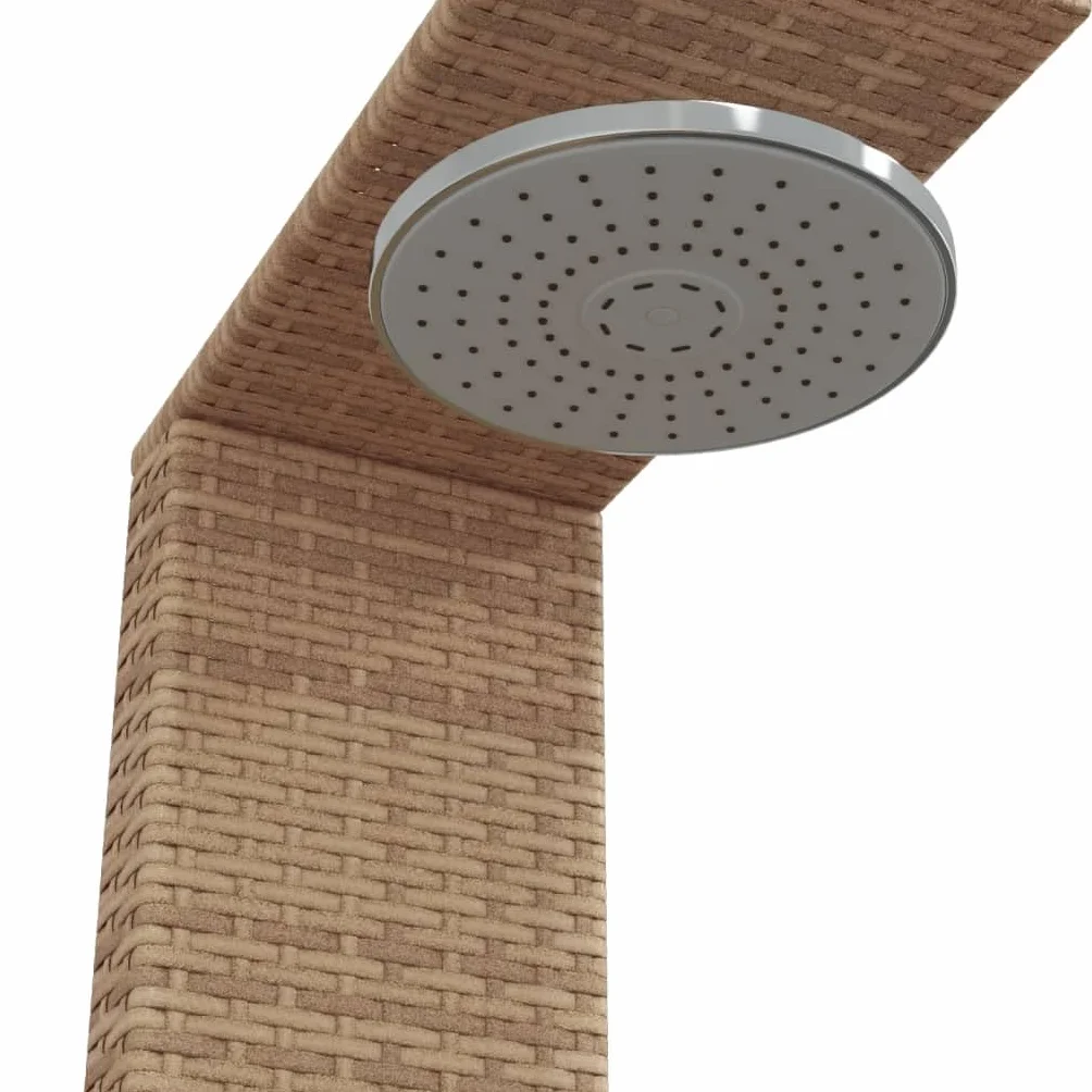 vidaXL Douche d'Extérieur Résine Tressée Bois Acacia Beige