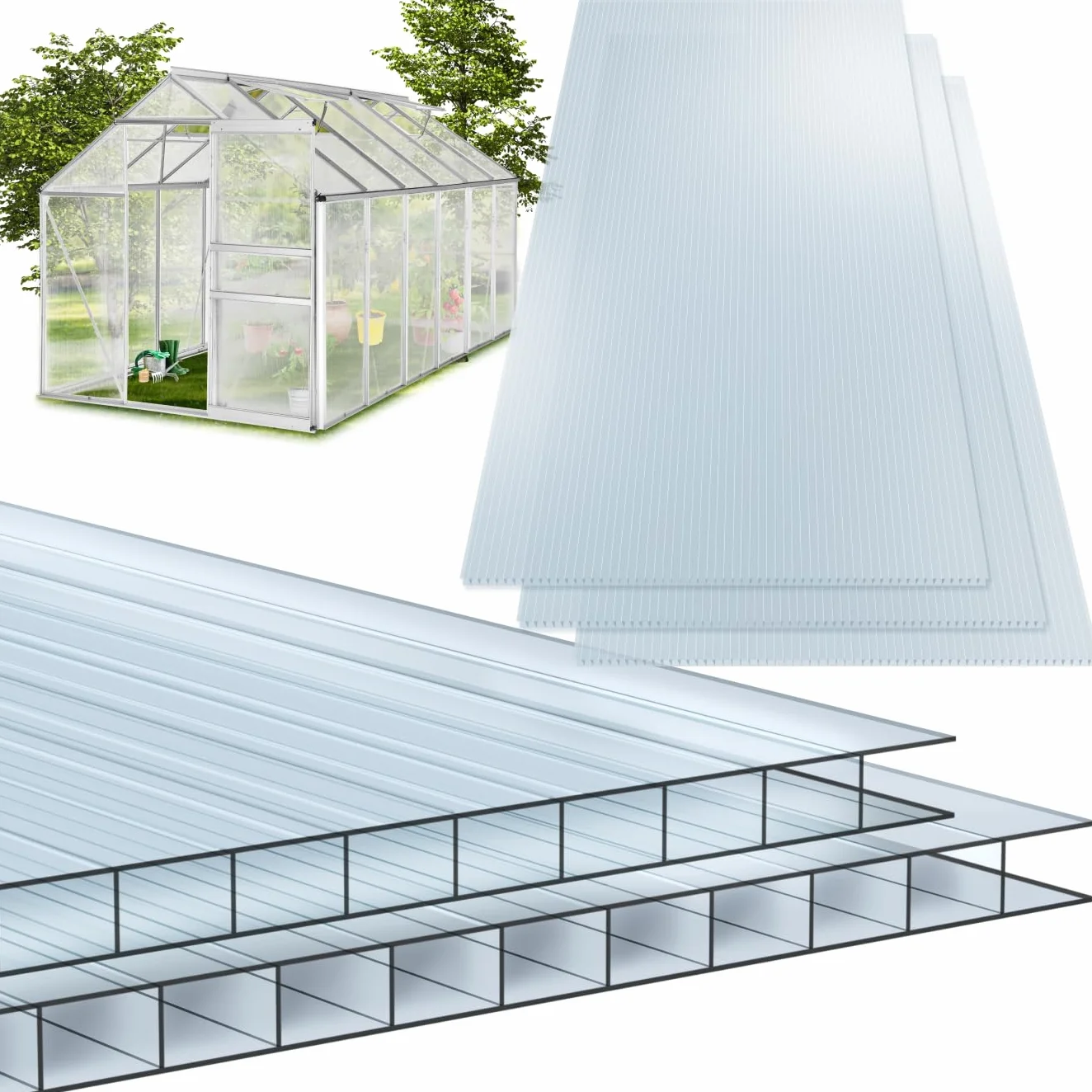 Panneaux alvéolaires Polycarbonate 4 mm 121x60,5 cm Antichoc UV Serre de jardin