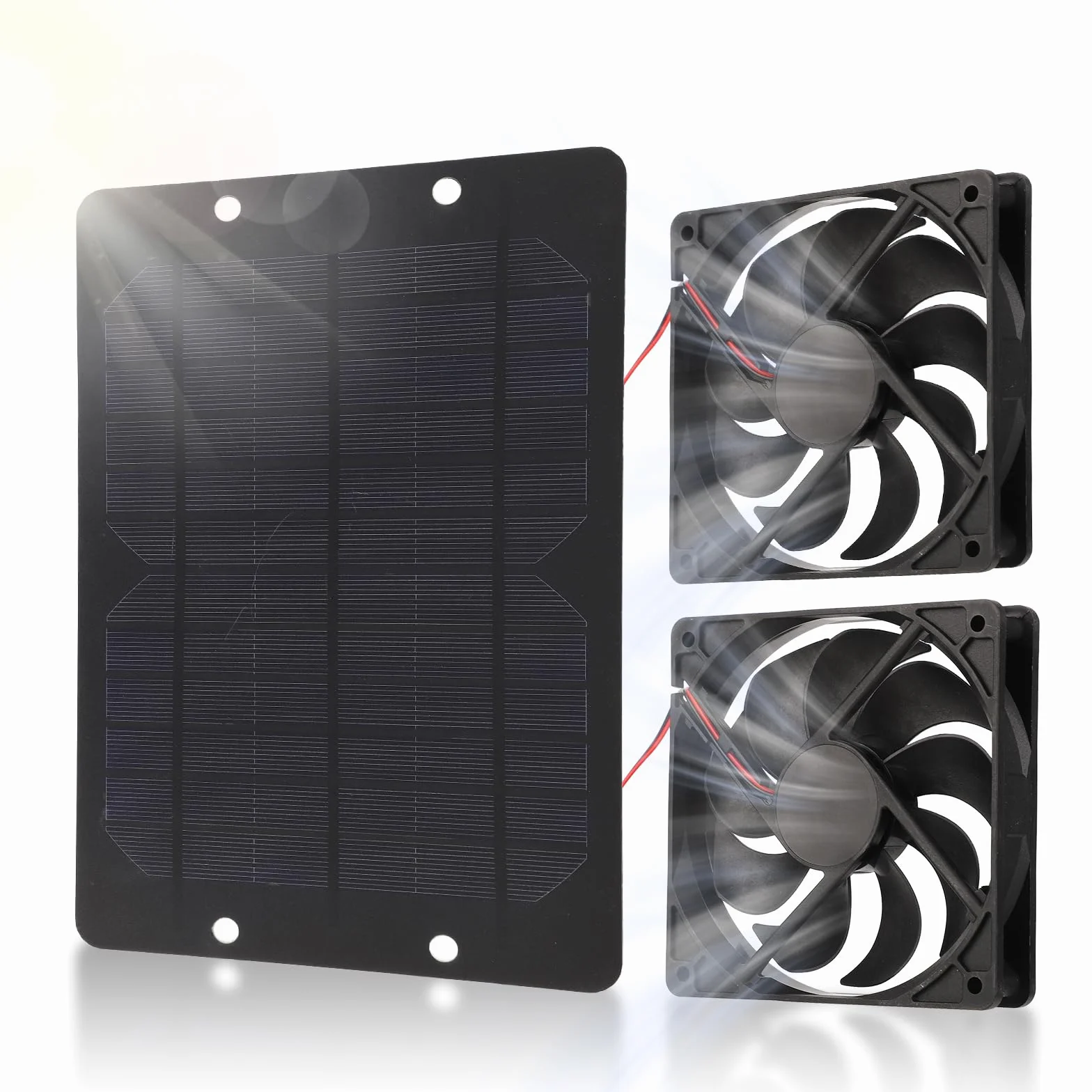 Ventilateur Solaire, Double Ventilateur Énergétique 10W 12V avec Panneau Solaire pour Serre Poulailler Maison Refroidissement Efficace