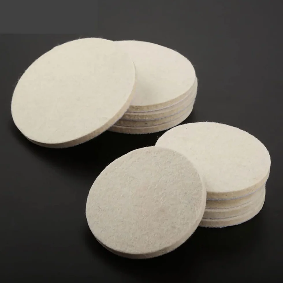 Lot de 5 tampons de polissage 125 mm x 8 mm en laine pour polir verre, plastique, métal, marbre
