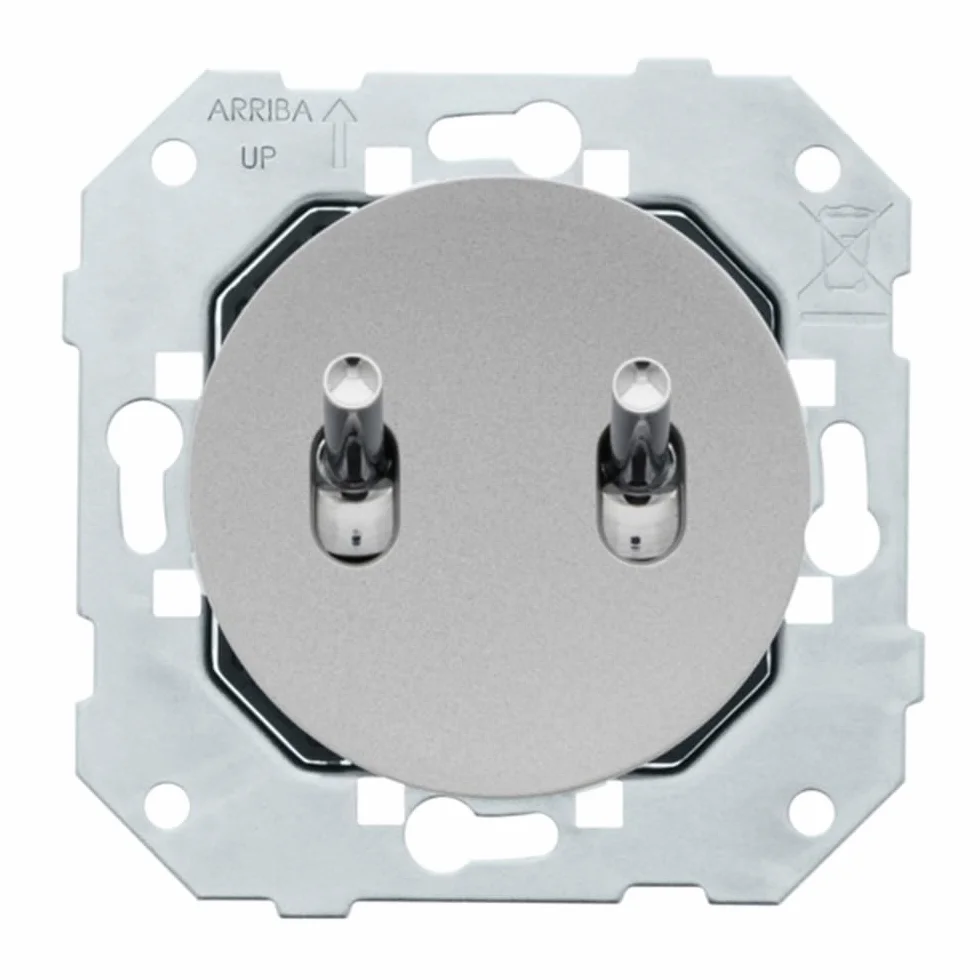 FONTINI Double va-et-vient ALU manette chrome DOM plaque simple métallisée gris
