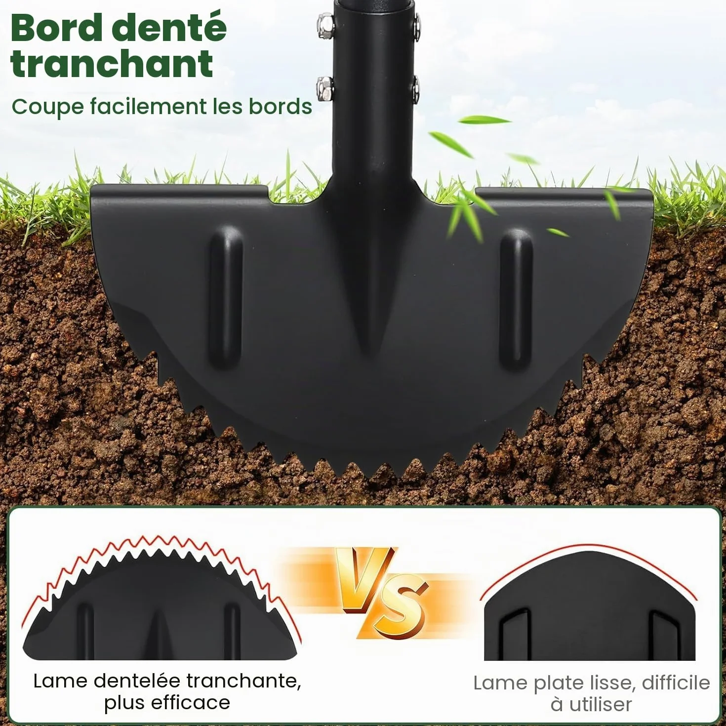 FLY HAWK Coupe Bordure Manuelle, 86-106cm Outil de Bordure de Pelouse Manuel avec Réglable Poignée en T, pour Paysages, Allées, Parterres de Fleurs, Trottoirs, Terrasses/Noir