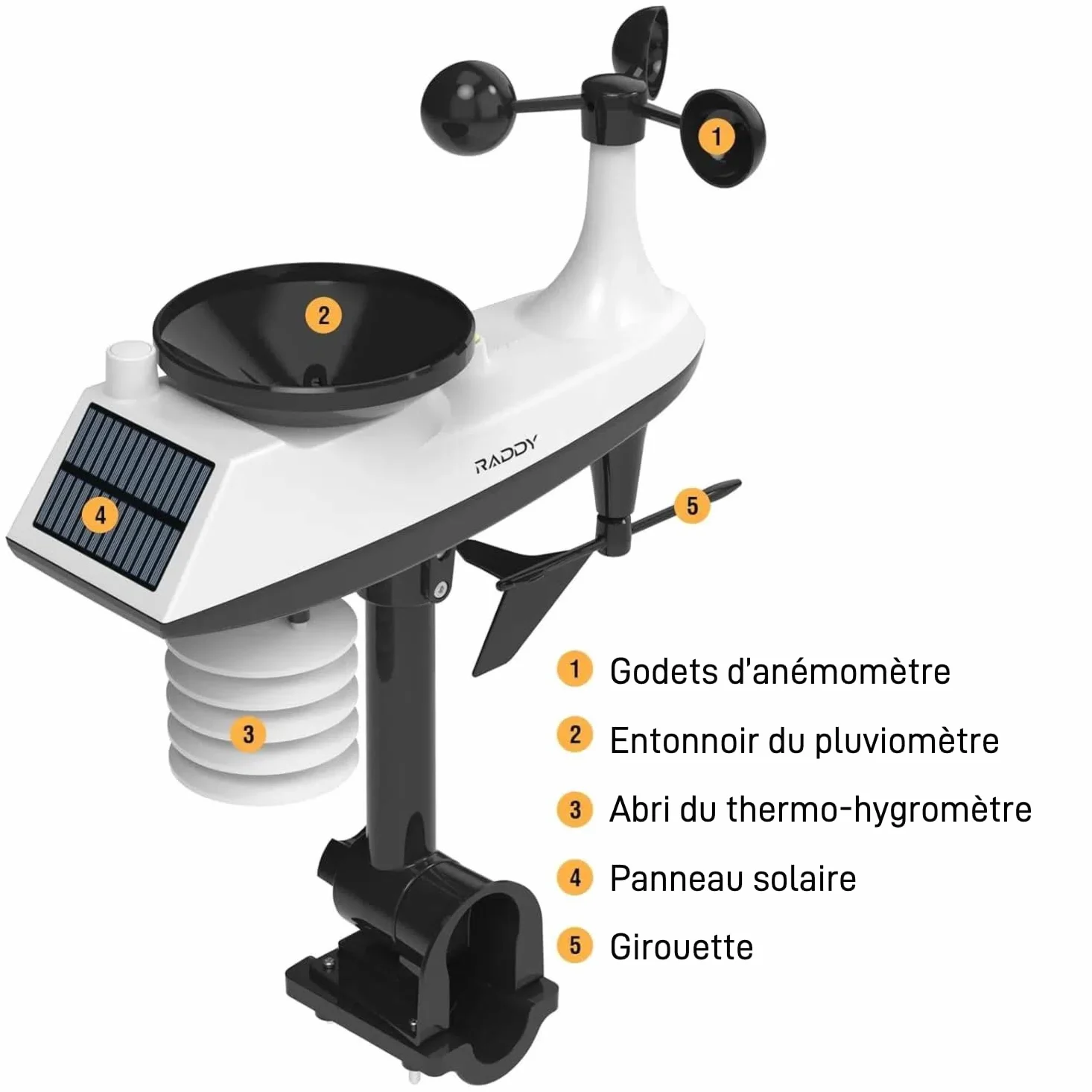Station météo Raddy VP7 radio avec thermomètre intérieur et extérieur professionnel, écran numérique de 18,8 cm en violet, horloge radio, moniteur de température et d'humidité, prévisions météo et