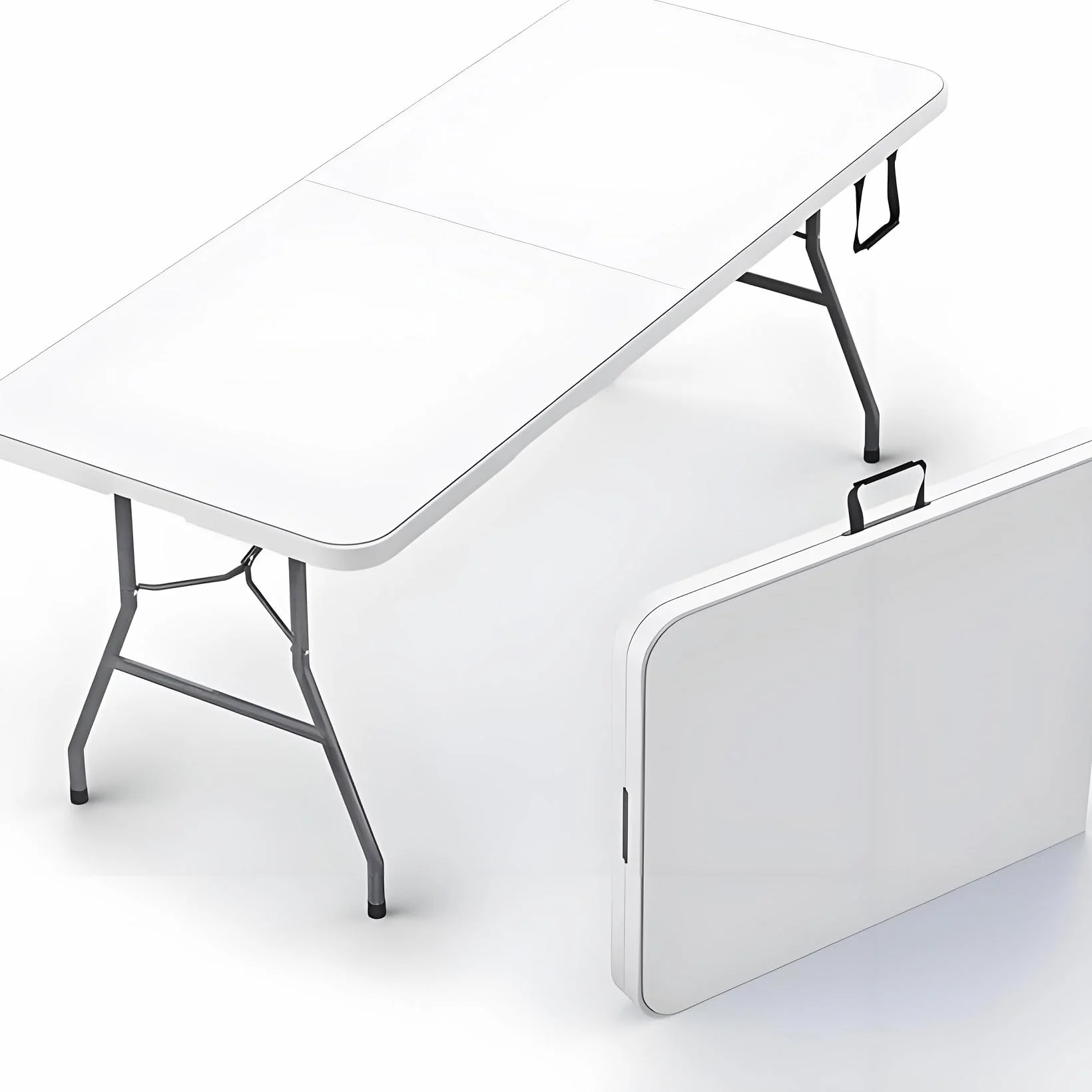 Table Pliante Exterieur 180cm Rectangulaire Jardin Camping Pique-Nique Blanc