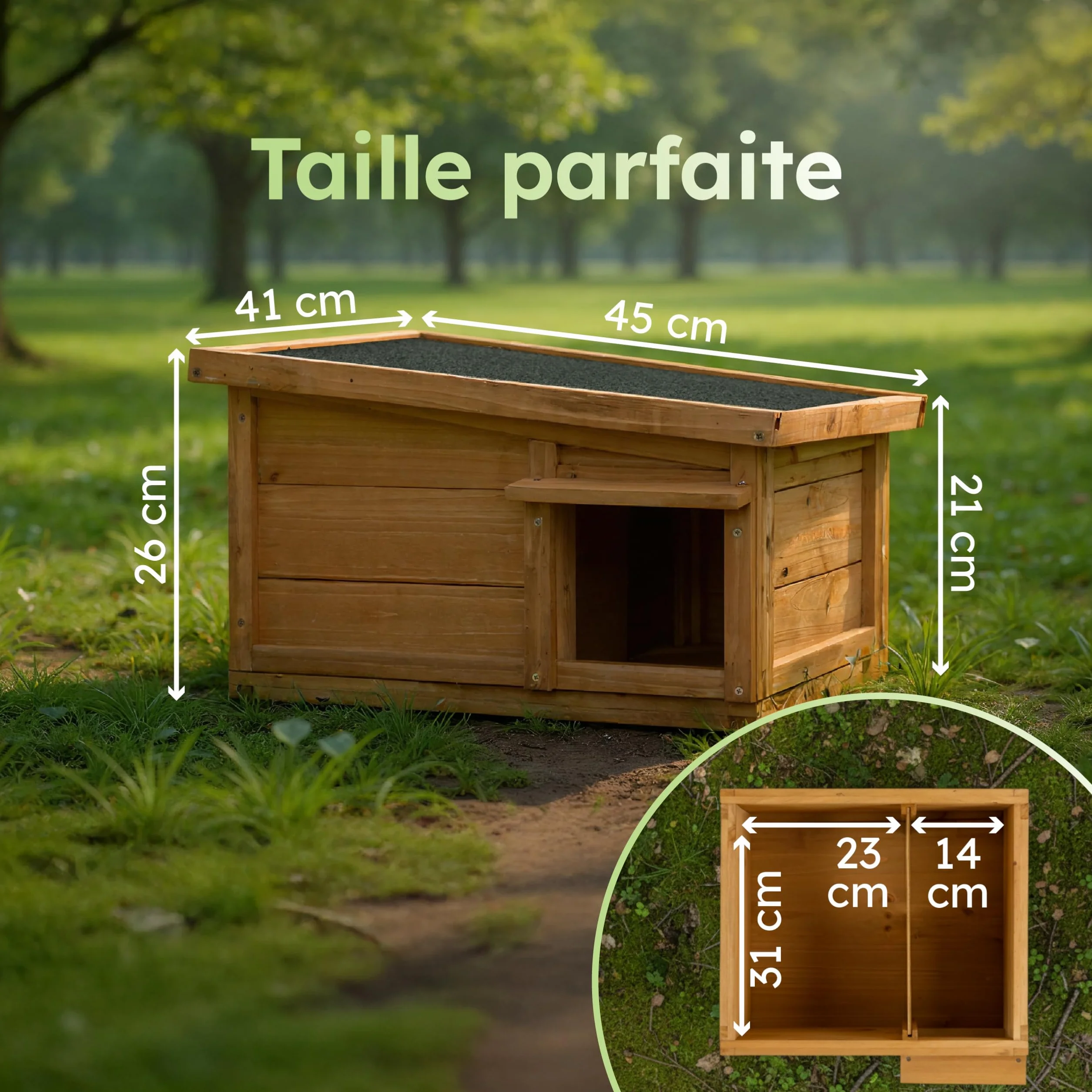 Moorland Cabane pour Hérissons en Bois FSC 45×41 cm – Maison Herisson Extérieur avec Toit Étanche & Amovible, Entrée Labyrinthe Ventilée – Modèle IH2