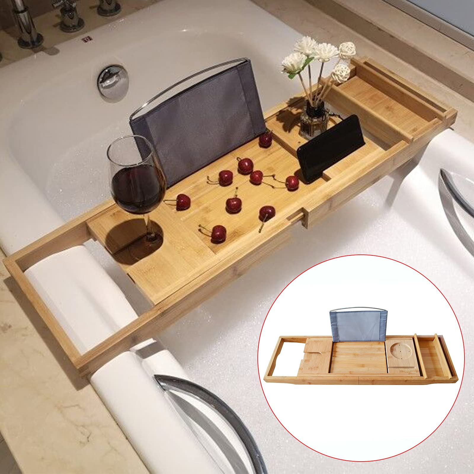 Extendable Bamboo Bath Caddy for Elevated Relaxation