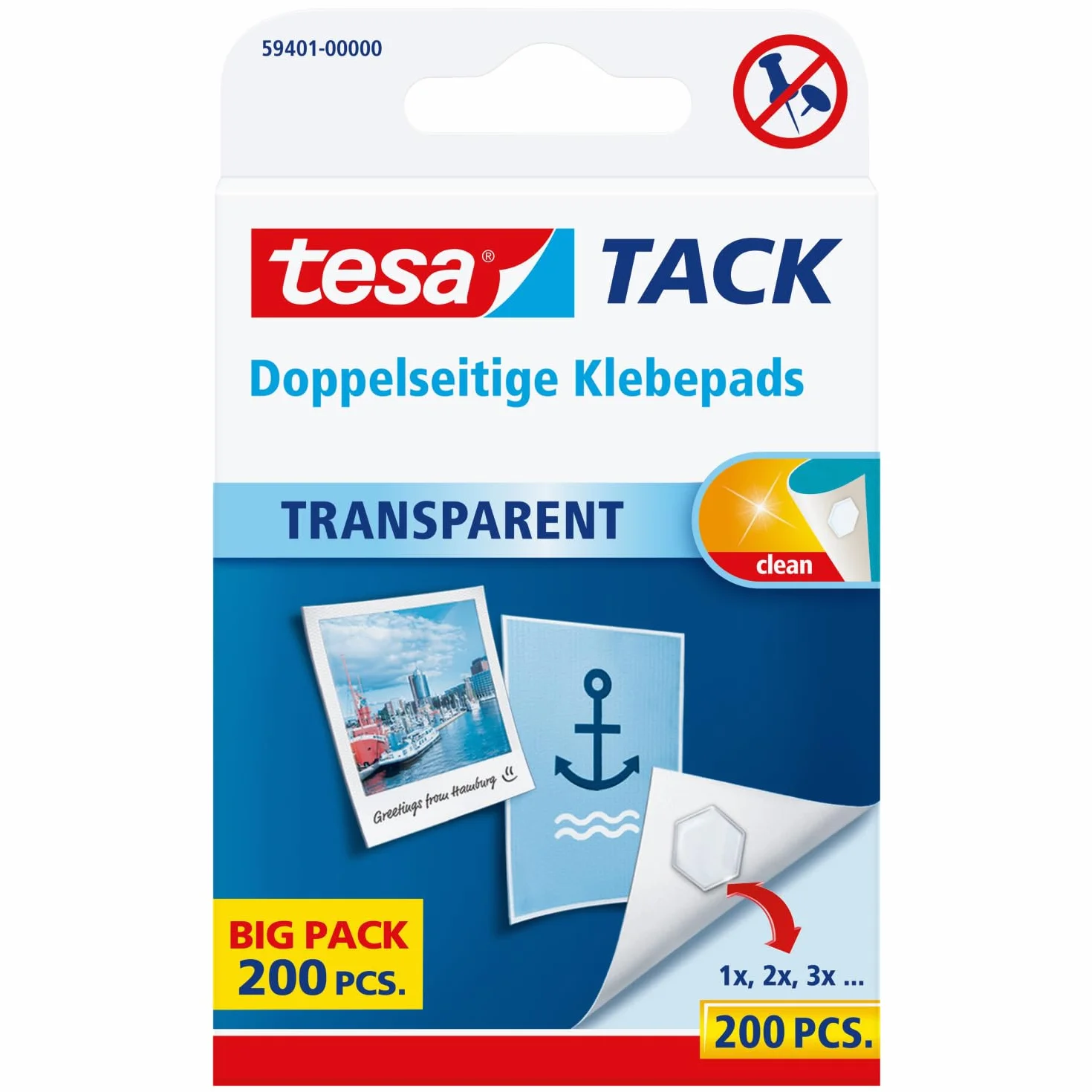 Tesa Tack 200 Pastilles adhésives Double-face Transparent