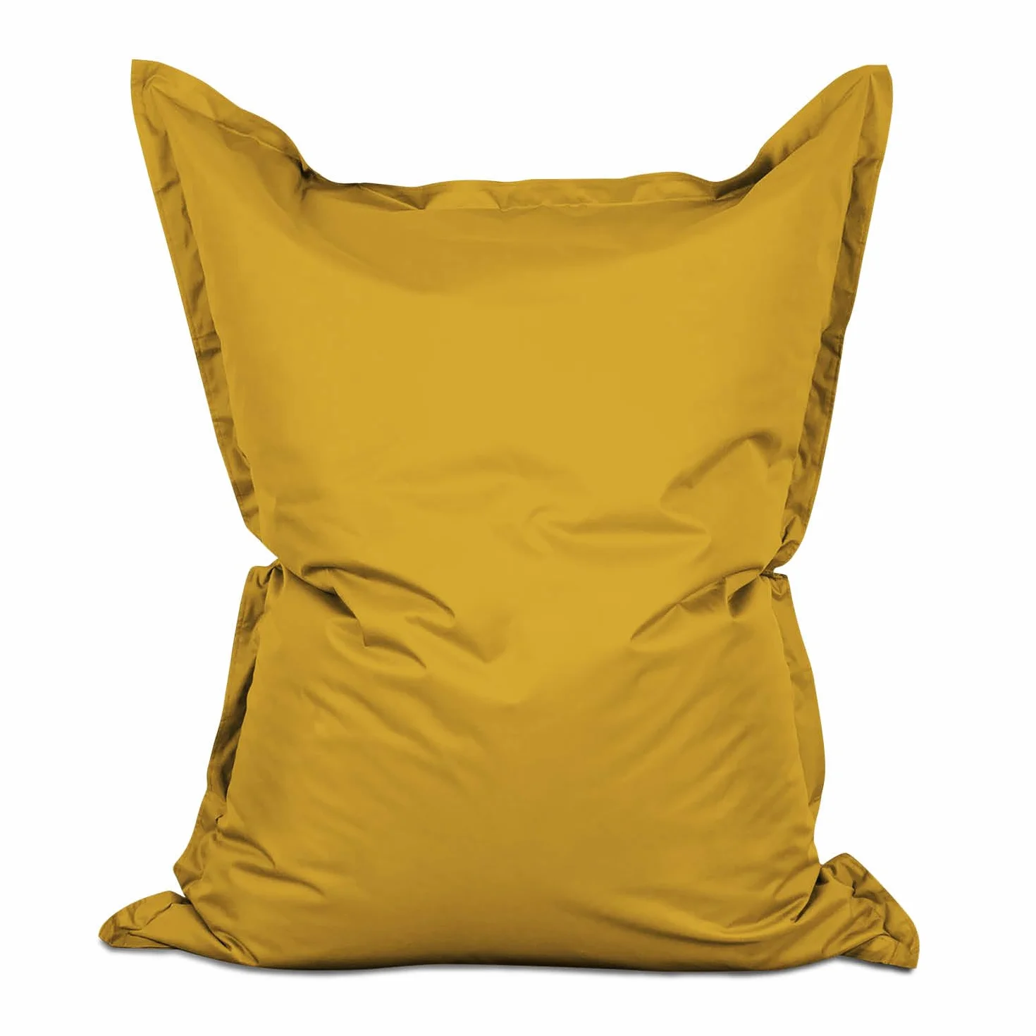 Lumaland Pouf géant XXL 140 x 180 cm - Coussin de couchage imperméable pour l'intérieur et l'extérieur avec plus de 3 millions de perles EPS adaptatives - Bean Bag avec housse lavable - Jaune moutarde