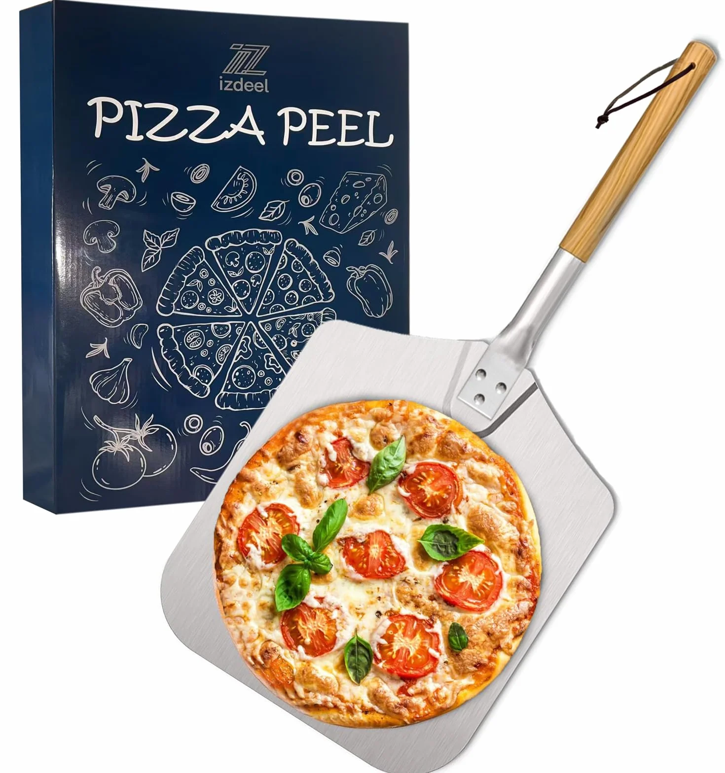Pelle à Pizza Professionnelle Aluminium Anodisé 31x33 cm Poignée Bois Massif