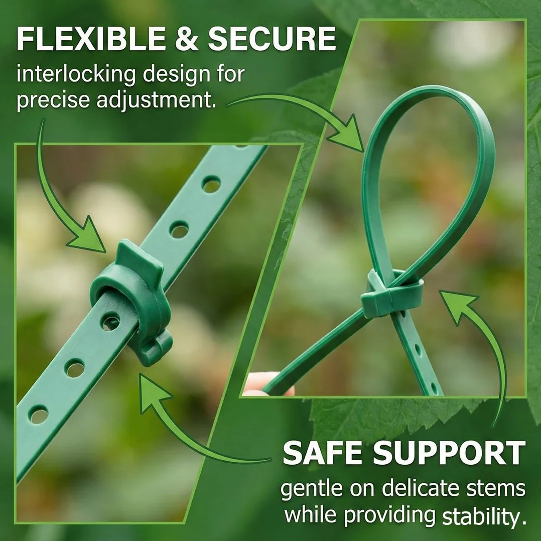 100 pièces Attache de Plante Liens Réglables de Jardinage, Attache Plante Grimpante, Accroche Plante Grimpante, Fixation Serrage, Attaches De Torsion En Plastique Flexible (13 cm)