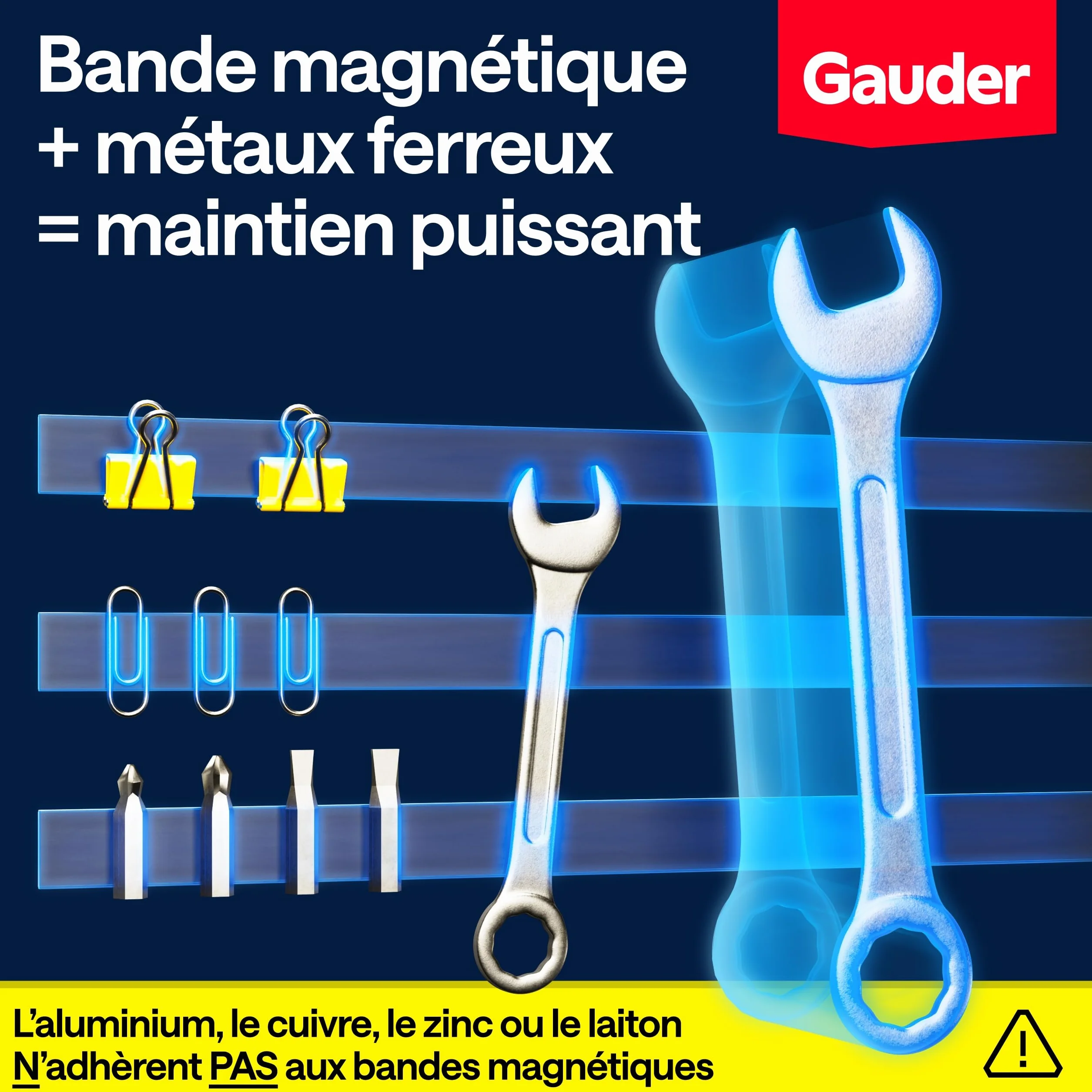 GAUDER Bande Magnétique Adhésif Puissant 3 m x 15 mm Ruban Aimanté Autocollant