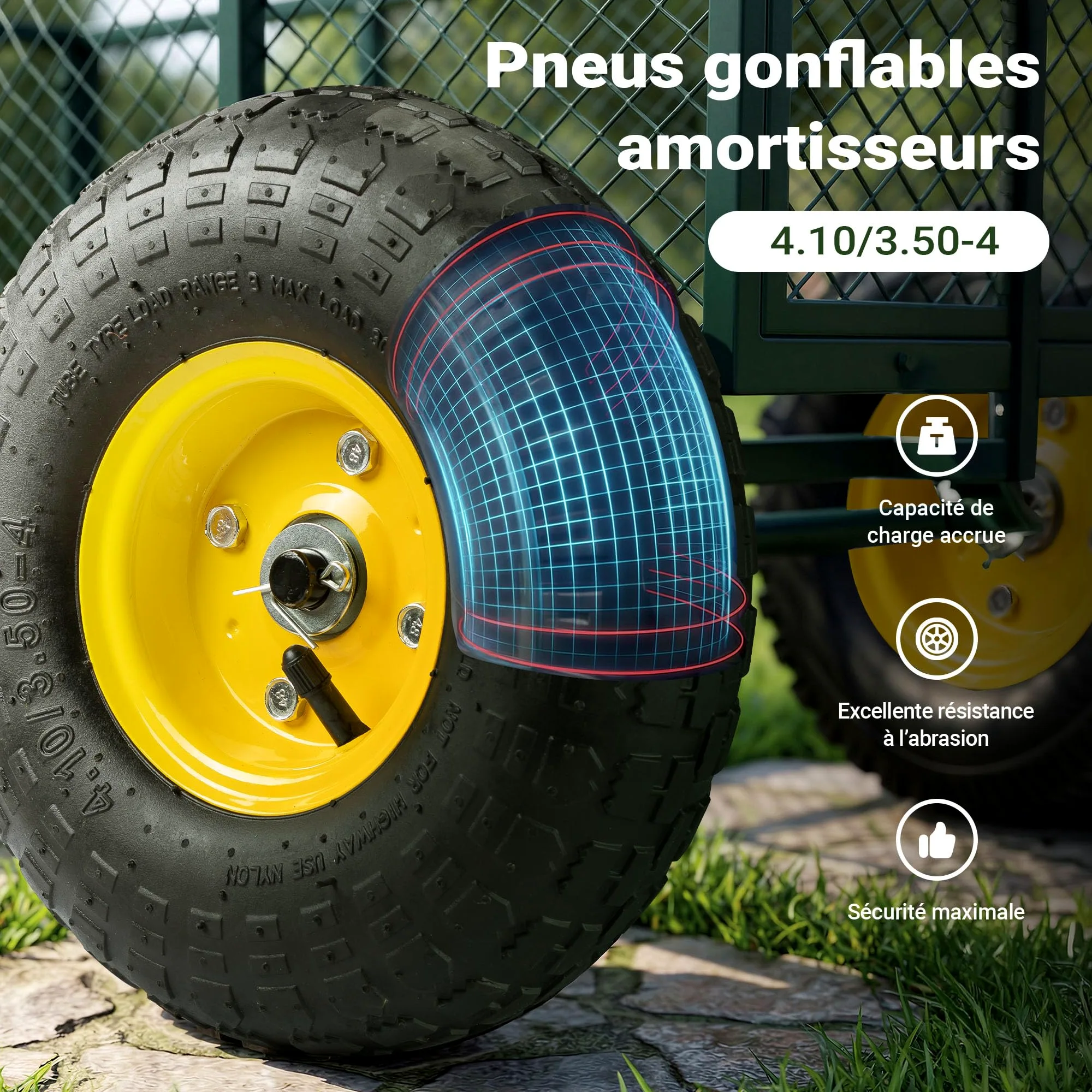 Wiltec Chariot Transport XXL Pliable – 1140 x 520 x 1050 mm – capacité 550 kg – avec Bâche Amovible, Pneus Robustes et Grille de Rangement – Diable Jardin Jardinage Outils Outillage