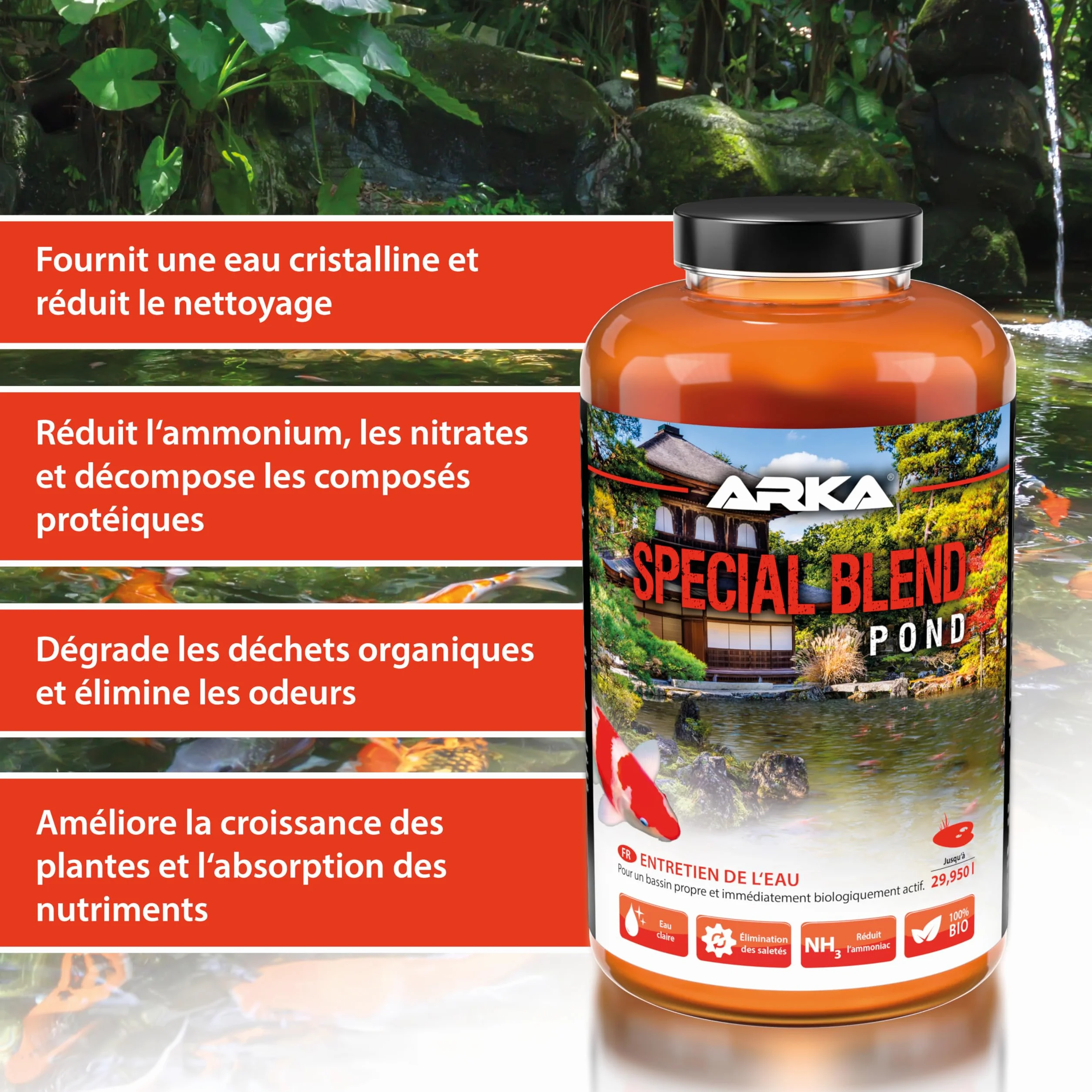 ARKA Pond Special Blend - Mélange bactérien hautement Actif pour Une Eau de Bassin Propre, décompose Les impuretés et est immédiatement biologiquement Actif