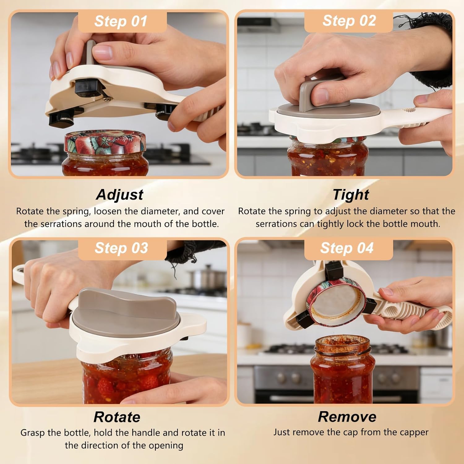 Effortless Adjustable Jar & Bottle Opener