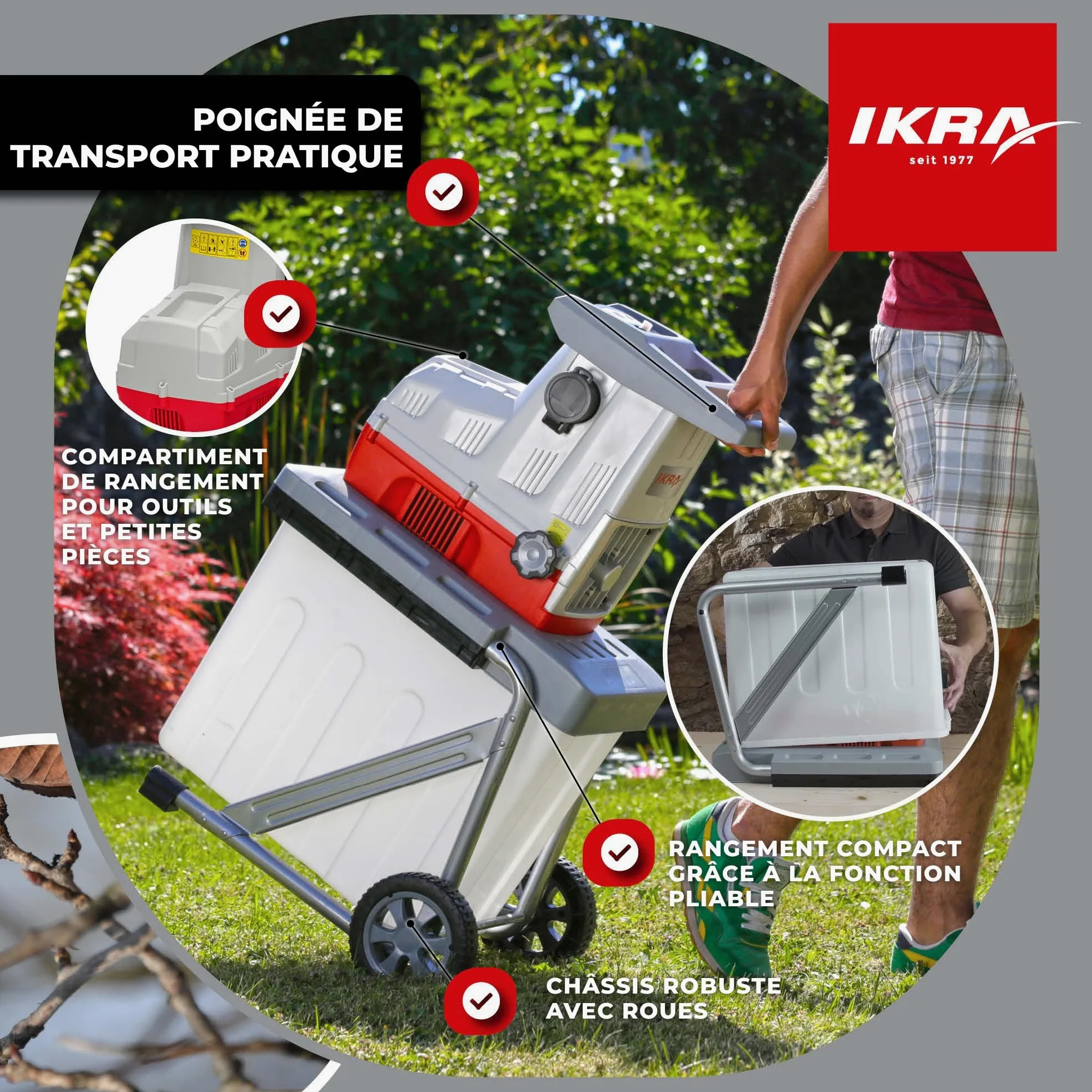 IKRA broyeur électrique ILH 3200 A - silencieux, robuste, peu d'entretien, puissance de 3200 W, épaisseur de branche jusqu'à 44 mm